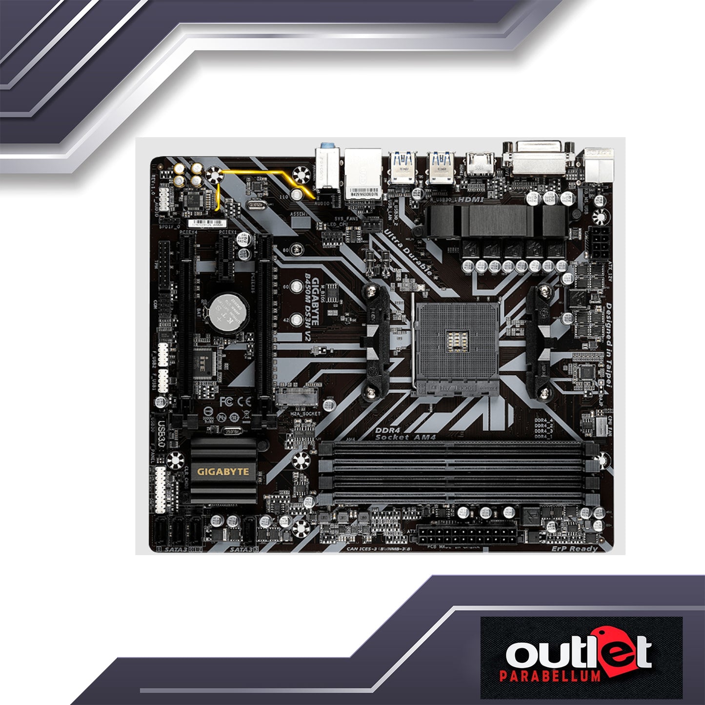 REFURBISHED GIGABYTE GA-B450M-DS3H-V2 AMD B450 AM4 DDR4 MATX MOTHERBOARD