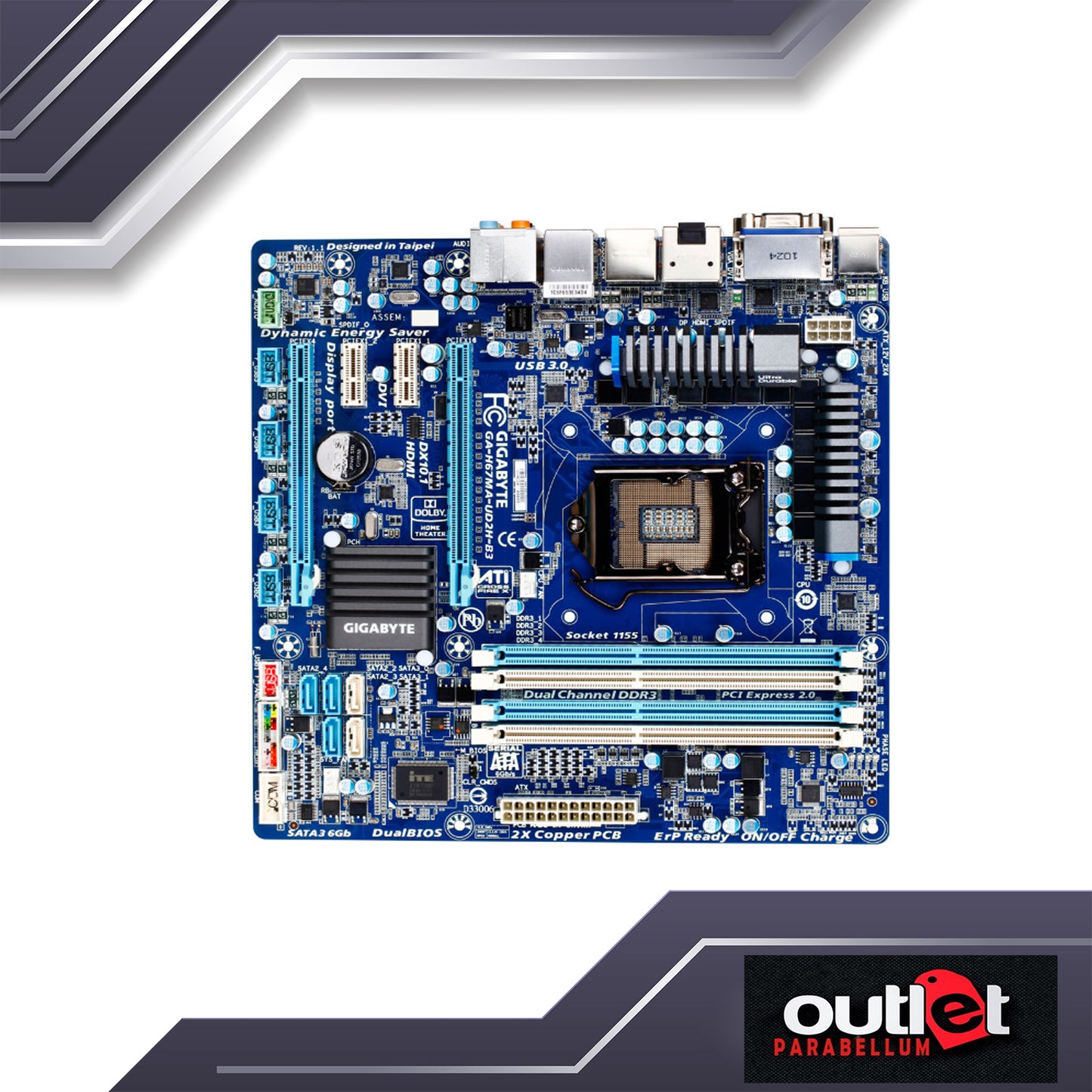 Refurbished Gigabyte GA-H67MA-UD2H-B3 GIGABYTE INTEL H67 S1155 AUDIO GIGALAN -- No Warranty