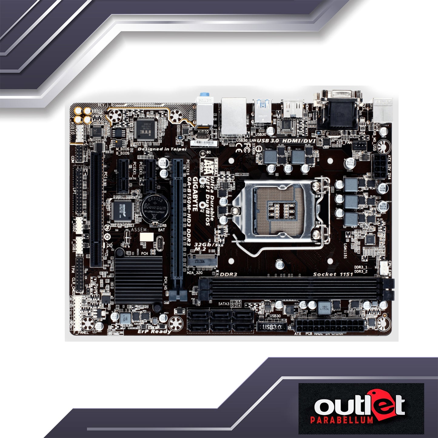 REFURBISHED GA-B150M-HD3-DDR3 GIGABYTE INTEL B150 S1151 DDR3 MATX Motherboard