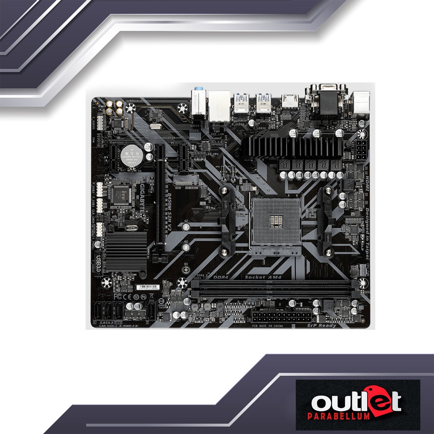 REFURBISHED GA-B450M-S2H-V2 GIGABYTE AMD B450 AM4 DDR4 MATX MOTHERBOARD