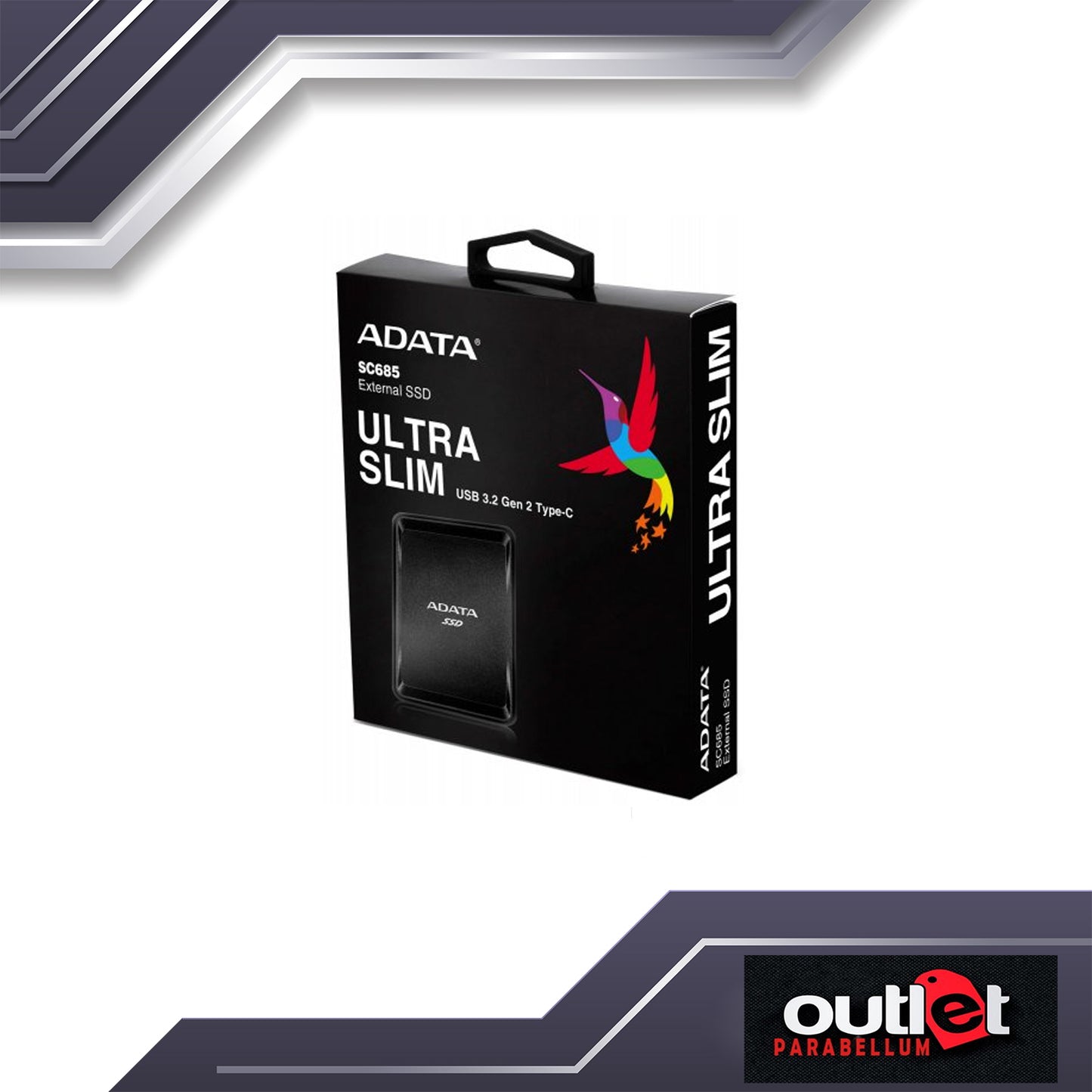 Adata External SSD SC685 External SSD Ultra Slim USB 3.2 Gen 2 Type-C ASC685-500GU32G2-CBK