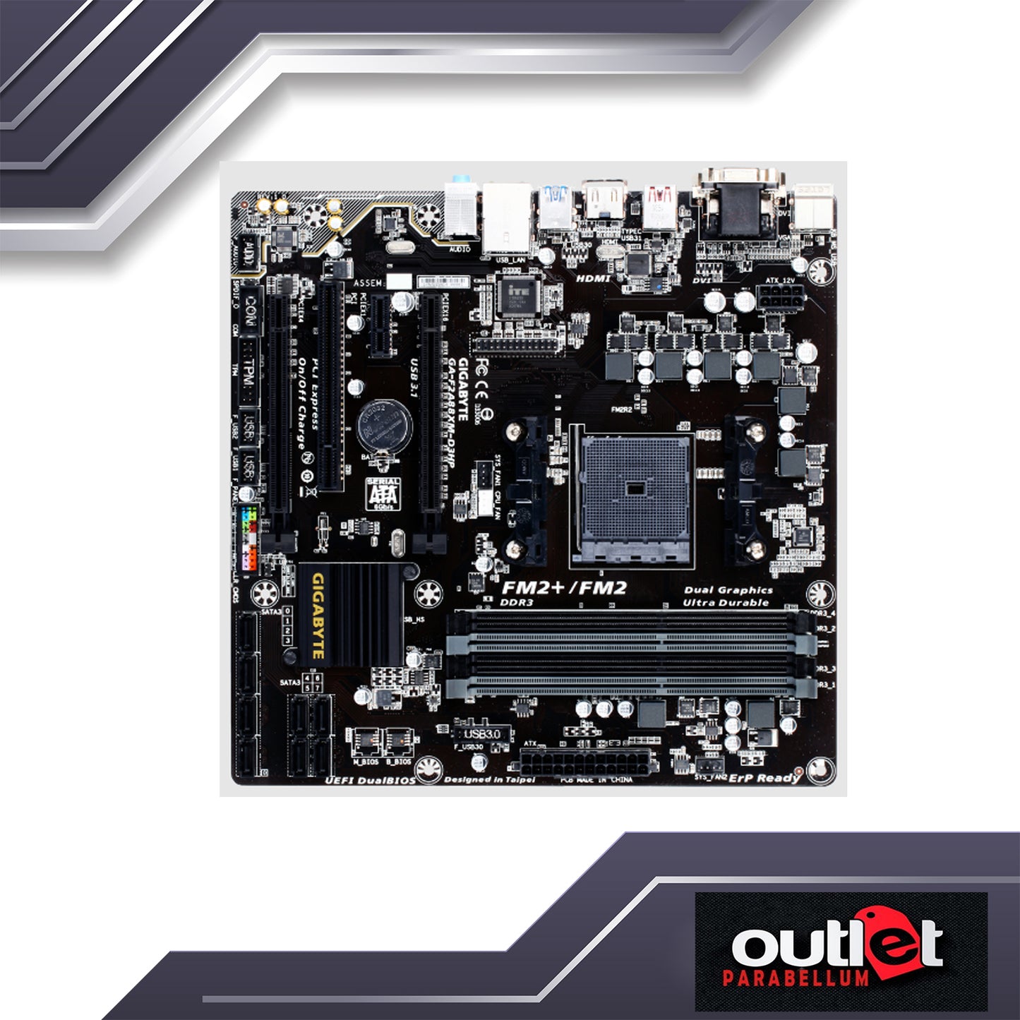 Refurbish GA-F2A88XM-HD3P GIGABYTE AMD A88X FM2+ DUALCHNLDDR3 MATX -- No Warranty !!!