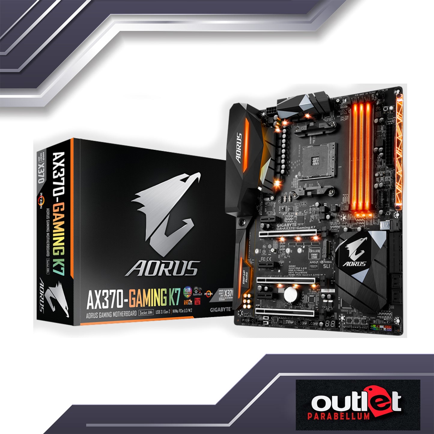 REFURBISHED GA-AX370-GAMING-K7 GIGABYTE AMD X370 AM4 DDR4 ATX GAMING MOTHERBOARD