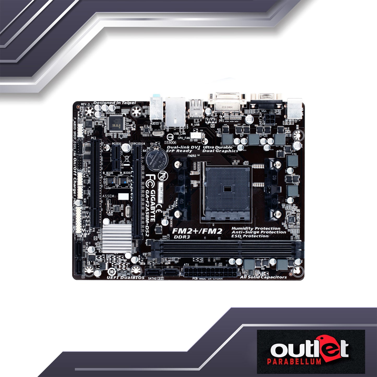 Refurbish Gigabyte GA-F2A58M-DS2 GIGABYTE AMD A58 FM2+ DDR3 MATX MB -- No Warranty!!!