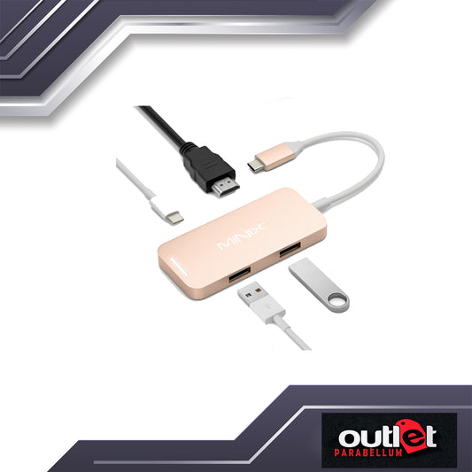 MINIX Neo C-HGO USB-C HDMI USB-C HUB MULTIPORT ADAPTER GIGABIT ETHERNET Compatible with Apple MacBook - Color Gold