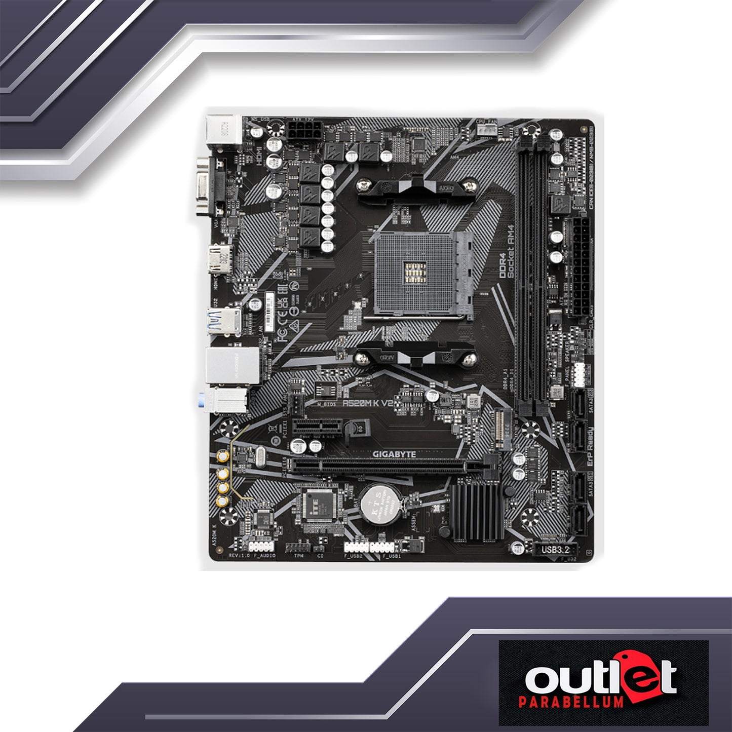 REFURBISHED GIGABYTE GA-A520M-K-V2 AMD A520 Ultra Durable Motherboard with GbE LAN with Bandwidth Management, PCIe 3.0 x4 M.2, Smart Fan 5, Anti-Sulfur Resistors Design Motherboard