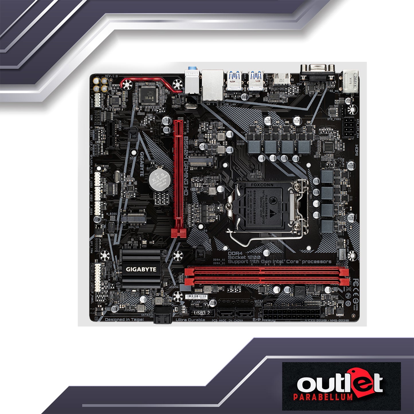 REFURB GA-B560M-GAMING-HD GIGABYTE INTEL B560 DIRECT 6+2 PHASE DIGITAL VRM, PCIE 4.0 2XDIMM GIGALAN Motherboard