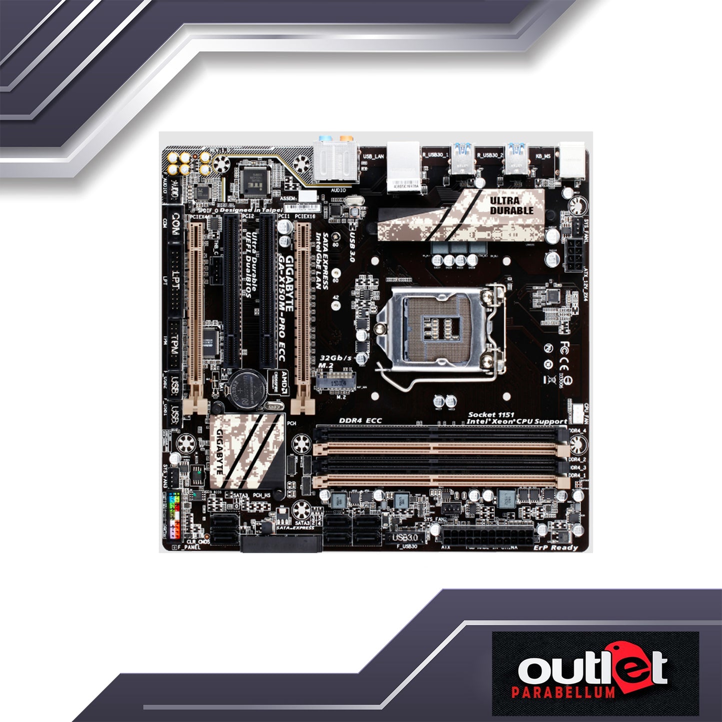 REFURBISHED GA-X150M-PRO-ECC GIGABYTE INTEL C232 S1151 MATX MB SUPPORTS INTEL XEON CPU