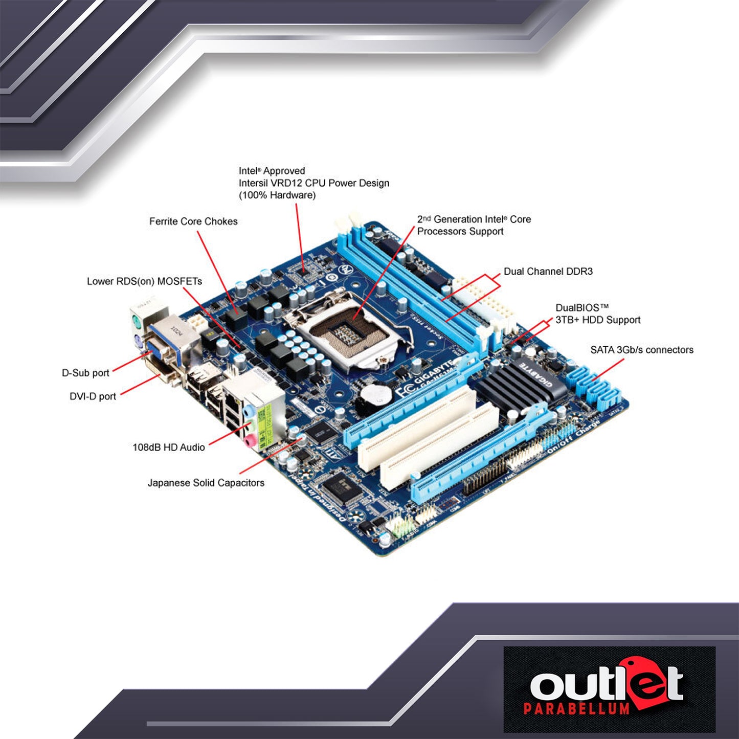 Refurbished GA-H61M-D2-B3 GIGABYTE INTEL H61 S115 AUDIO GIGALAN -- No Warranty!!!