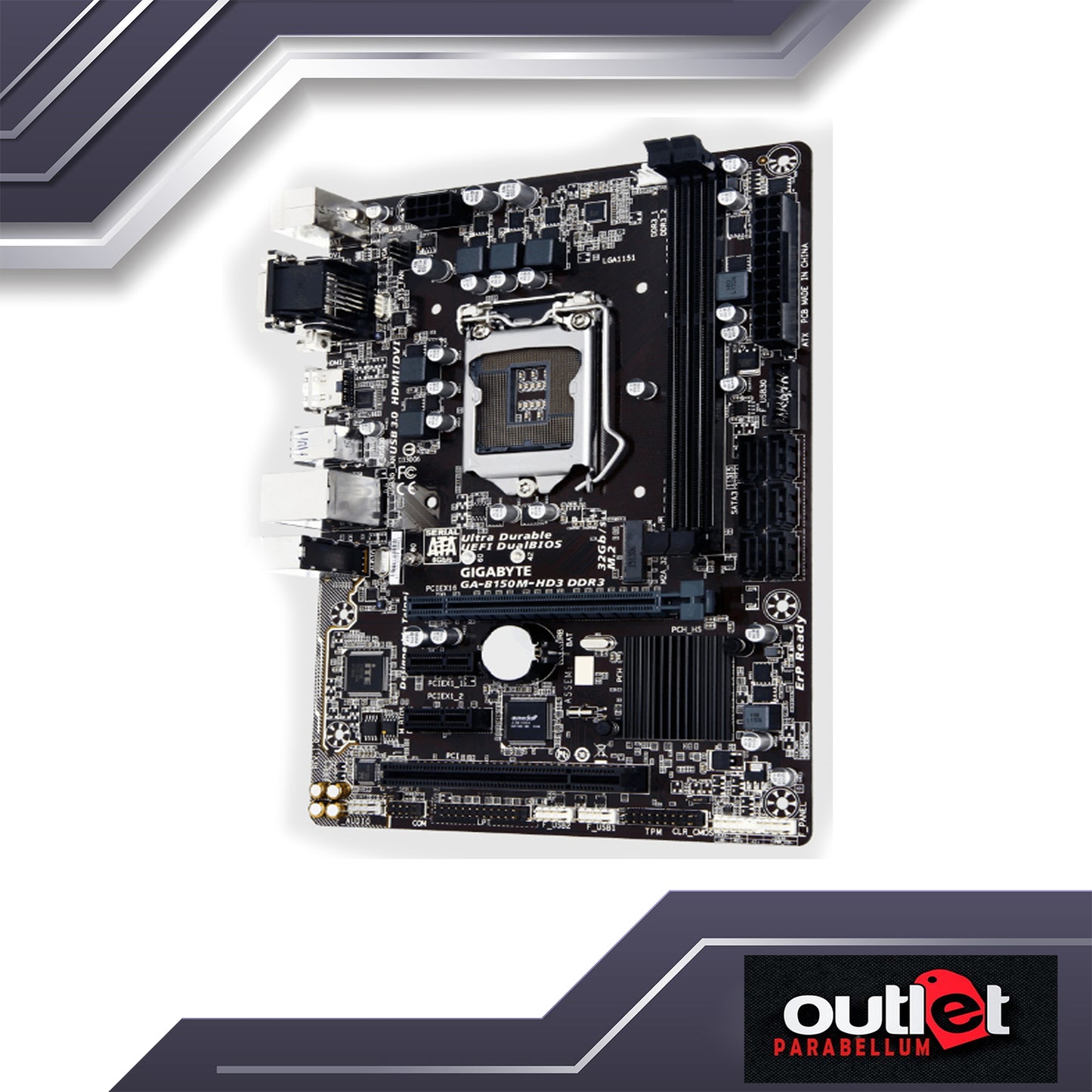 REFURBISHED GA-B150M-HD3-DDR3 GIGABYTE INTEL B150 S1151 DDR3 MATX Motherboard