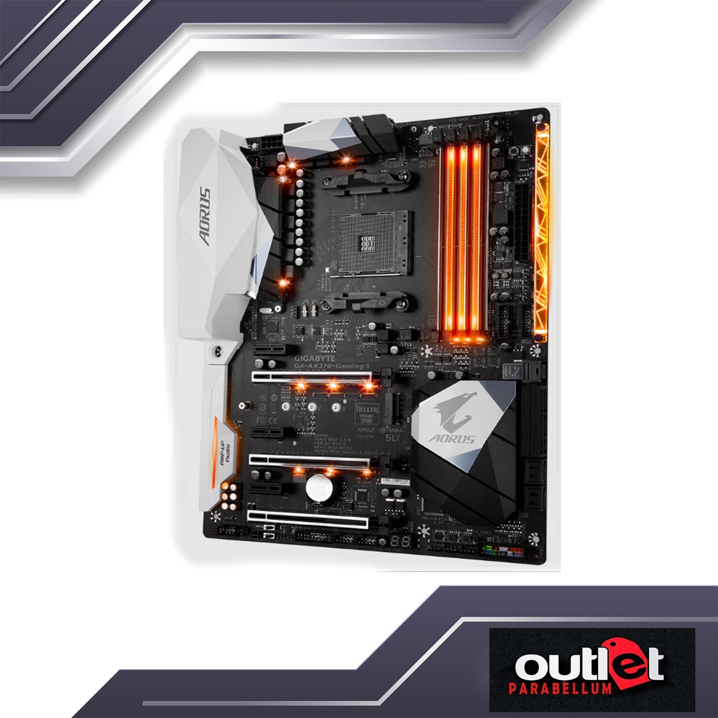 REFURBISHED GA-AX370-GAMING-5 GIGABYTE AMD X370 AM4 DDR4 ATX GAMING MOTHERBOARD