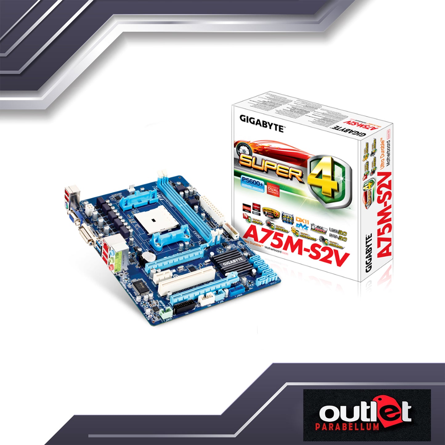 REFURBISHED GIGABYTE GA-A75M-S2V AMD A75 FM1 DDR3, USB3 SATA 3.0