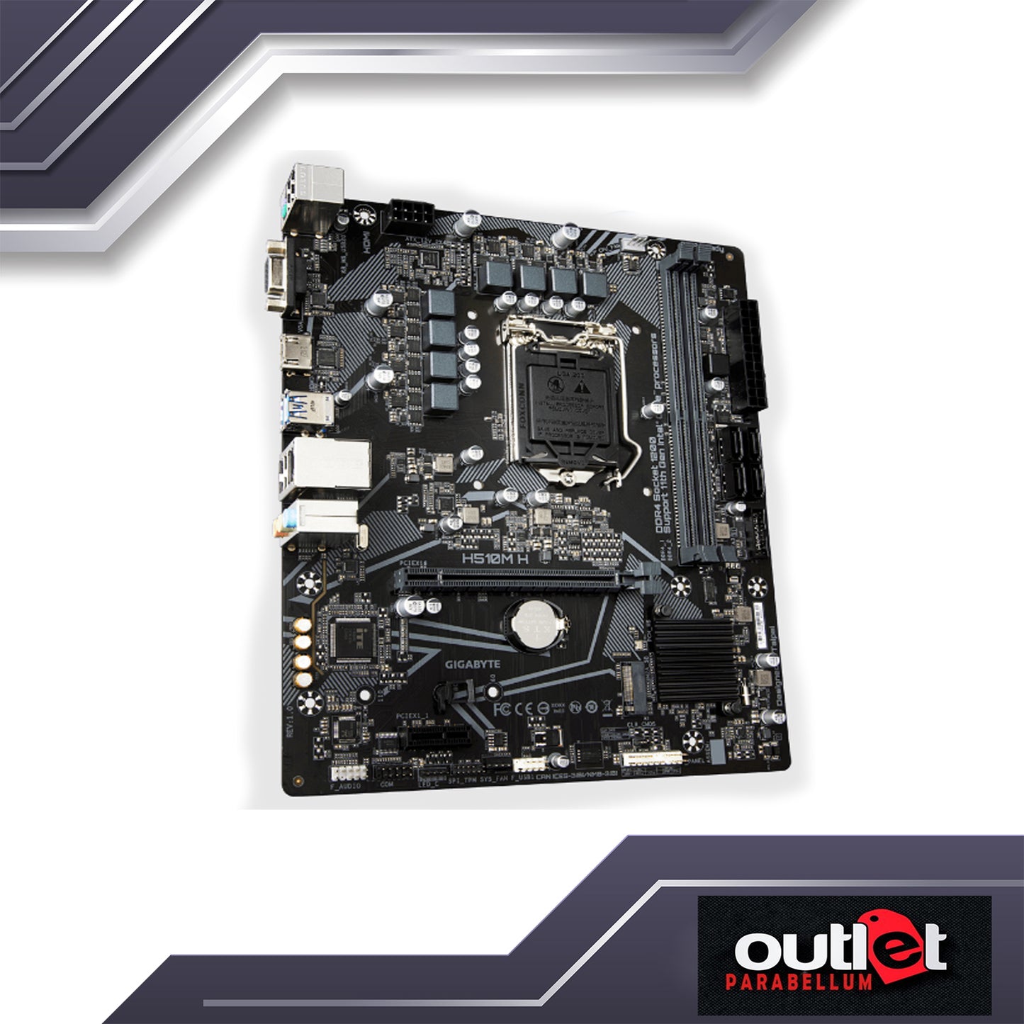 REFURBISHED GIGABYTE GA-H510M-H INTEL H510 LGA1200 6+2 PHASE DIGITAL VRM, DSUB/HDMI MATX MOTHERBOARD