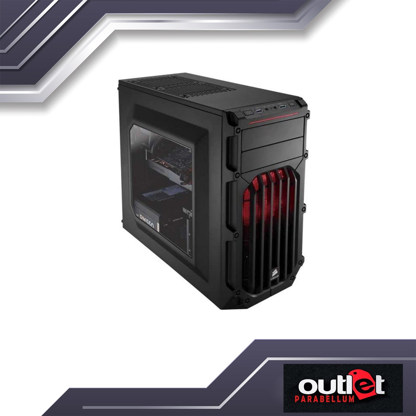 Refurbished CORSAIR Carbide Series™ SPEC-03 Red LED Mid-Tower Gaming Case CS-CC-9011052-WW