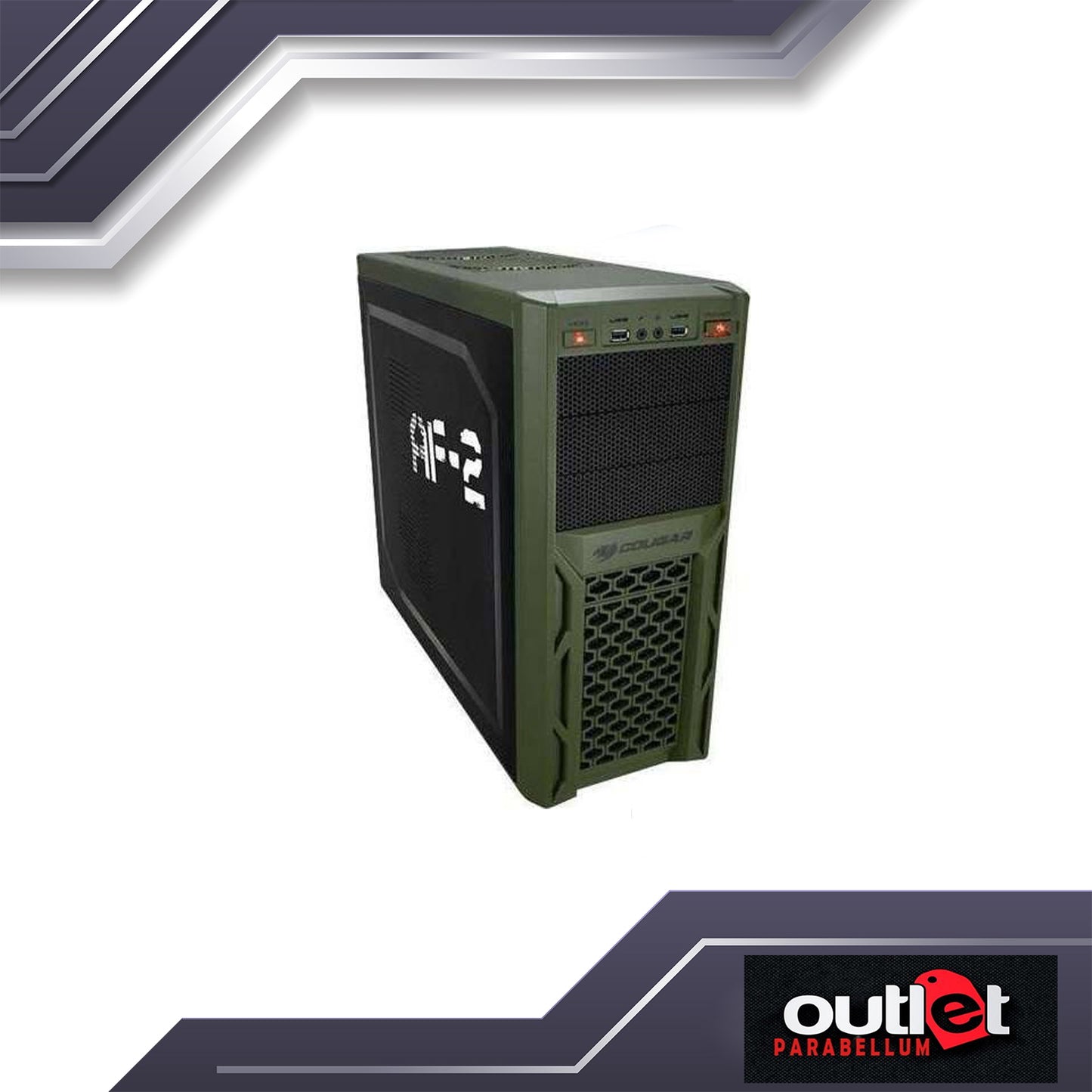 NEW COUGAR Solution AF-2 Black & Army Green Steel ATX Mid Tower Computer Case with 12cm COUGAR TURBINE HYPER-SPIN Bearing Silent Fan and USB 3.0