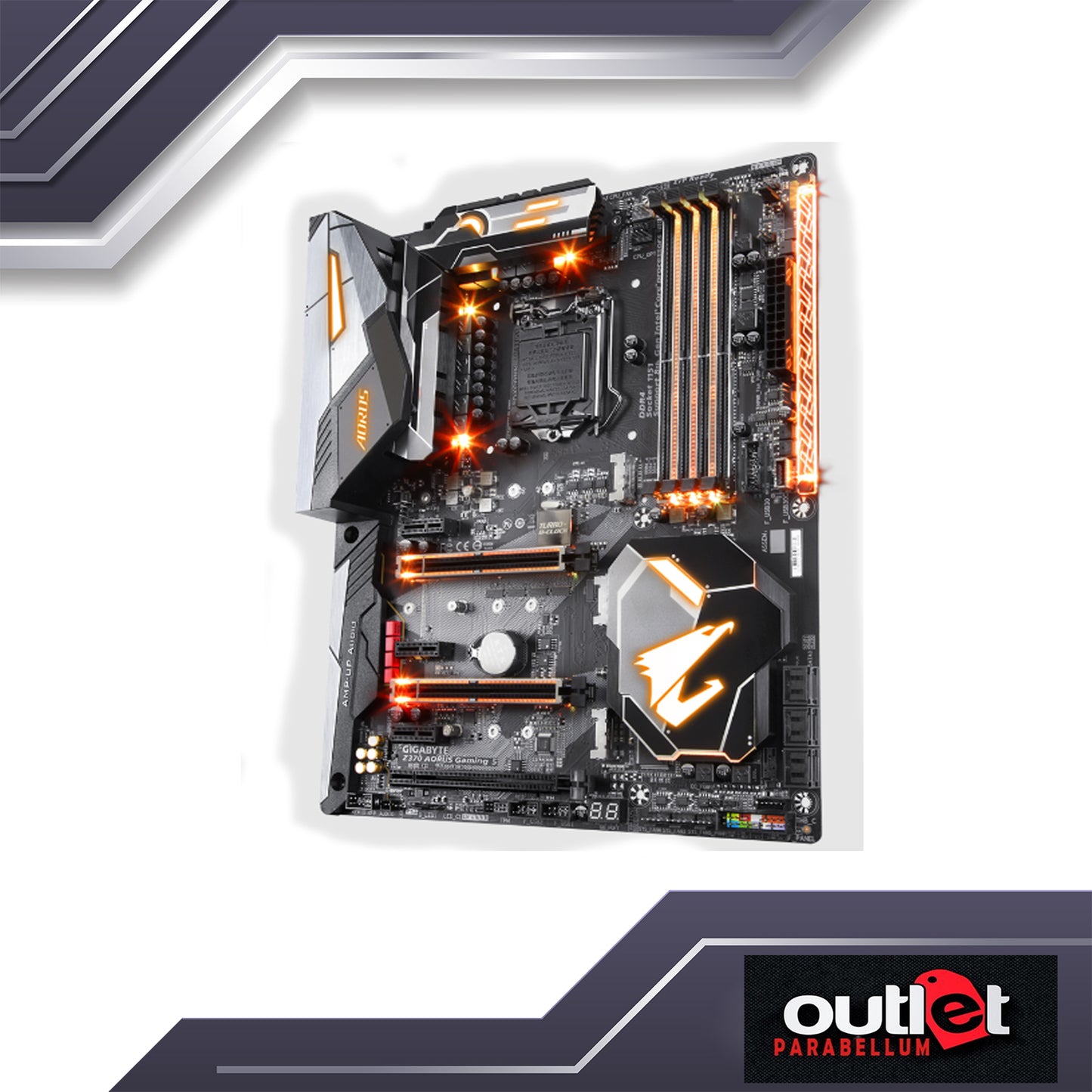 REFURBISHED GA-Z370-AORUS-GAMING-5 GIGABYTE INTEL Z370 S1151 DDR4 ATX MB W/ RGB FUSION, INTEL LAN,/WIFI