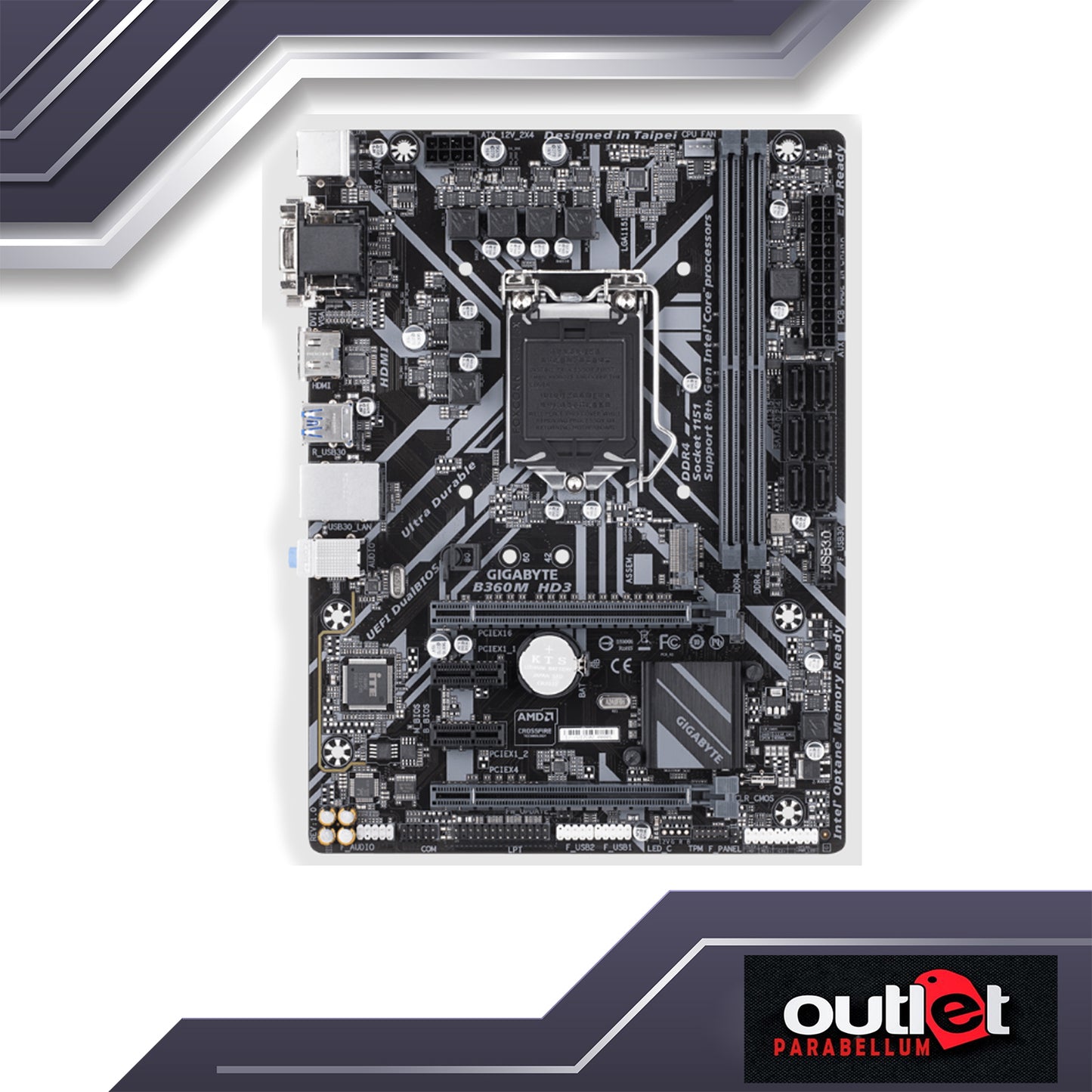 REFURBISHED GA-B360M-HD3 GIGABYTE INTEL B360 S1151 MICRO ATX MOTHERBOARD