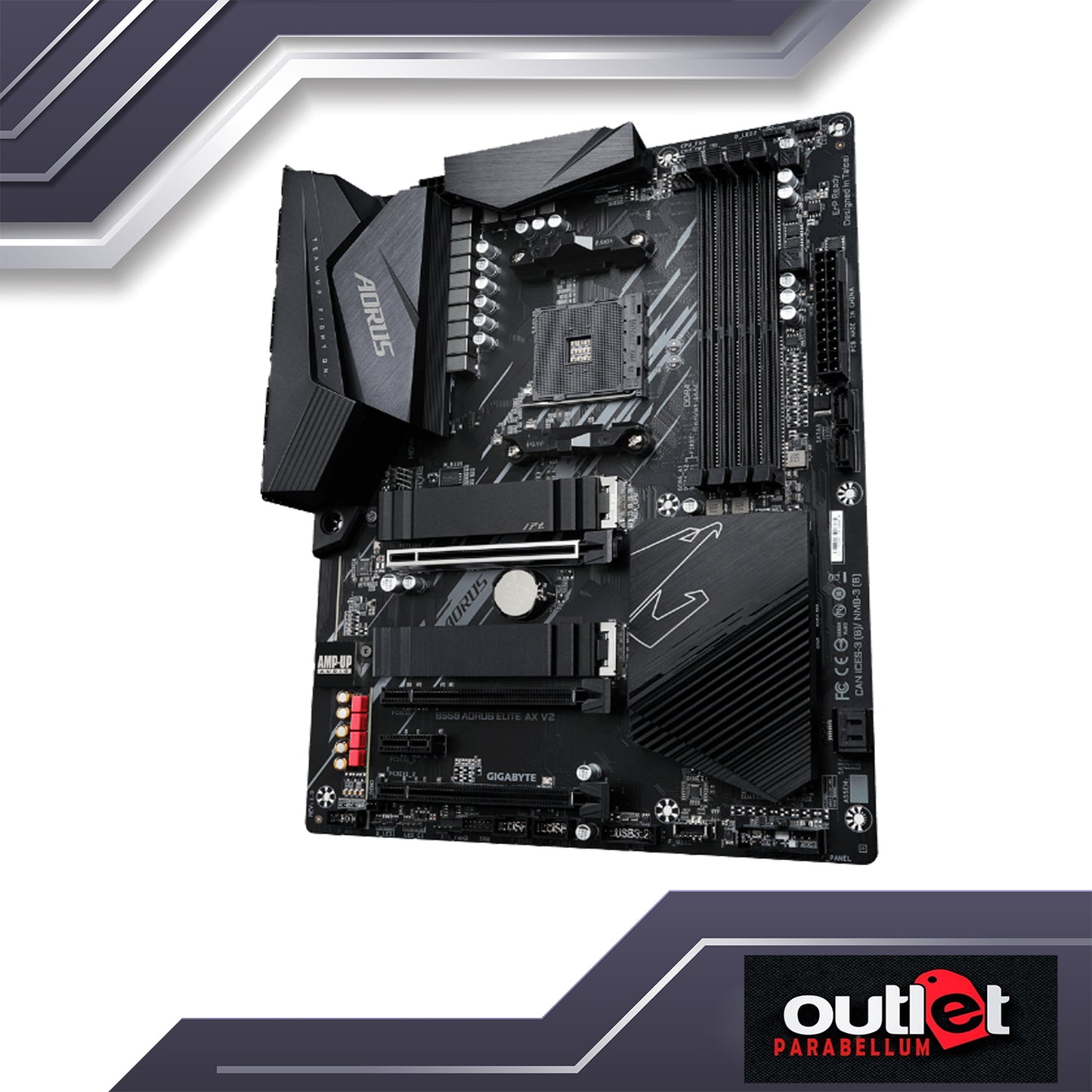 REFURBISHED GIGABYTE GA-B550-AORUS-ELITE-AX-V2 AMD B550 AORUS Motherboard with 12+2 Phases Digital Twin Power Design, Enlarged Surface Heatsinks - Motherboard