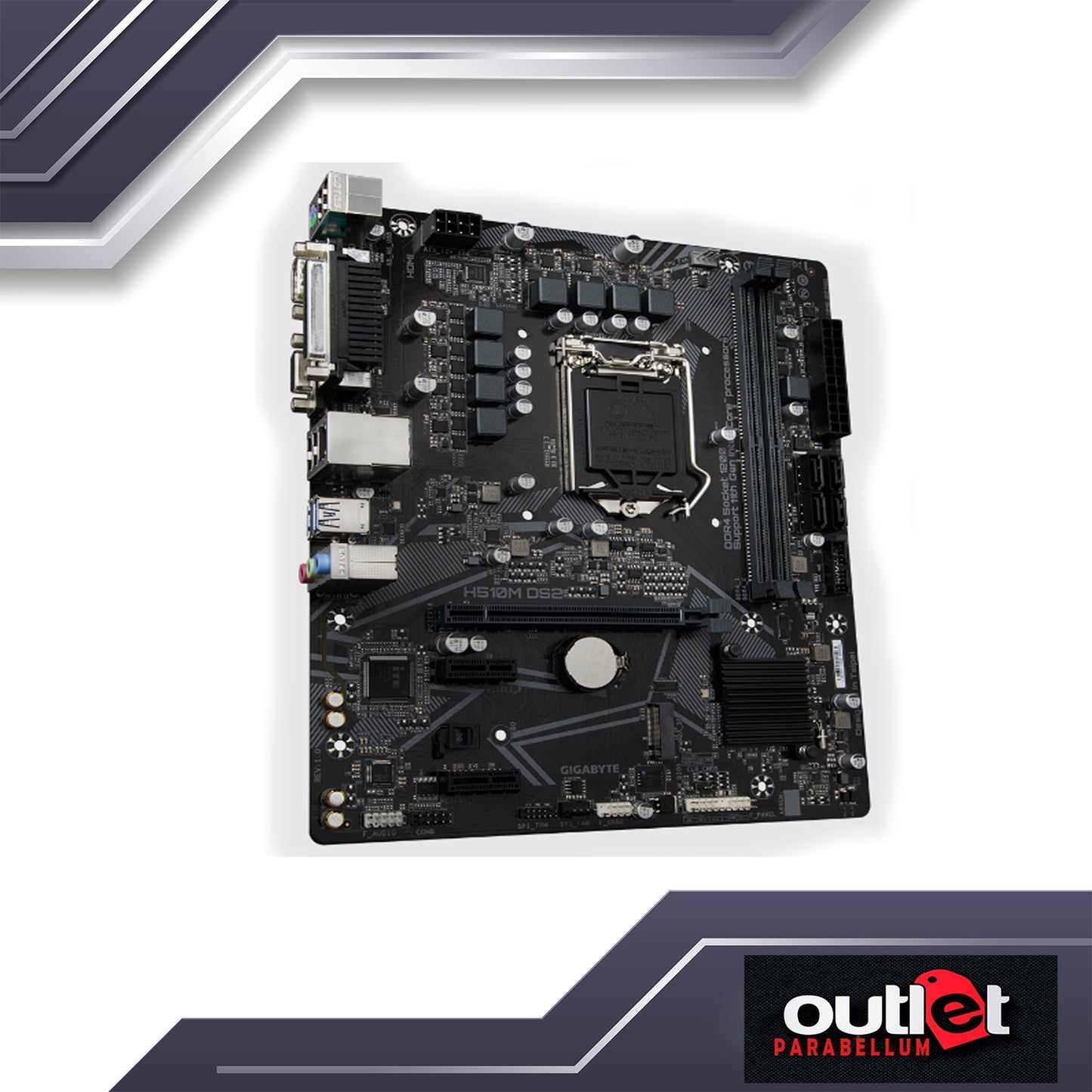 REFURBISHED GIGABYTE GA-H510M-DS2 INTEL H510 LGA1200 6+2PHASE DIGITAL VRM DSUB/SERIAL/PARALELL PORT