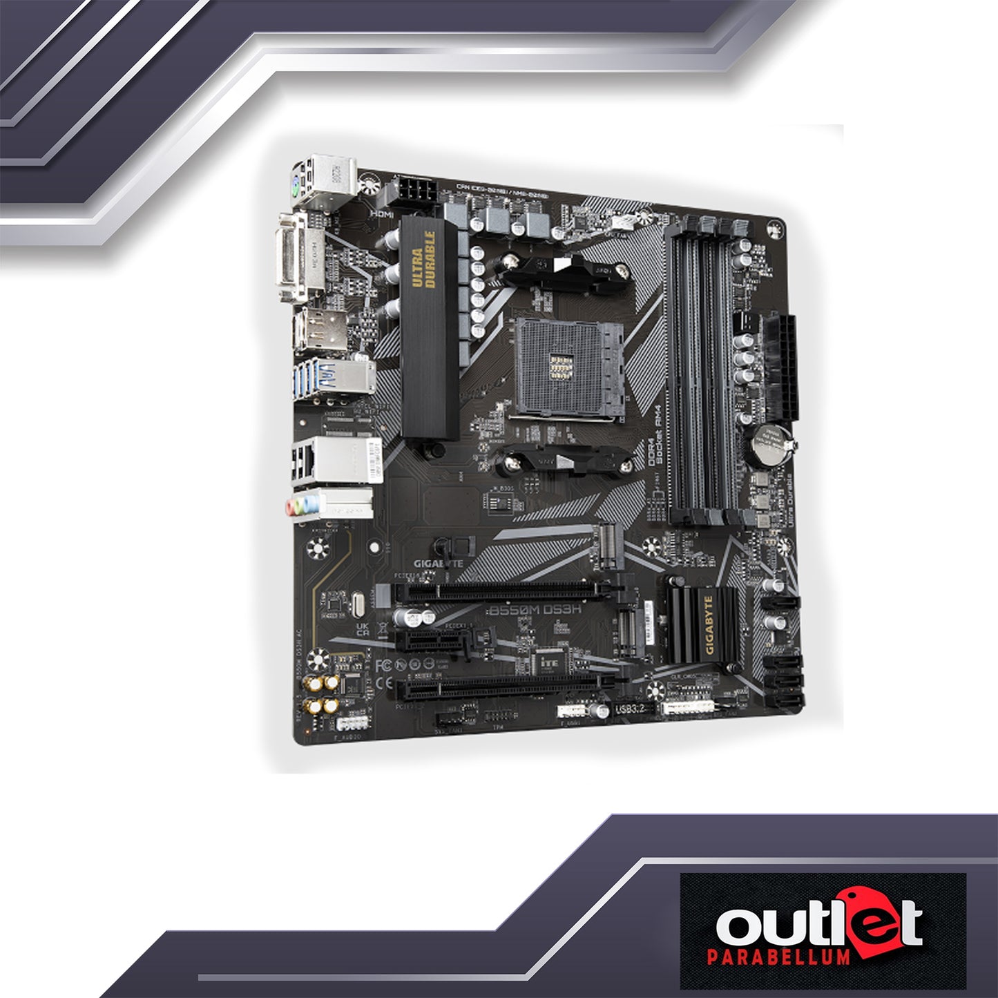REFURBISHED GIGABYTE GA-B550M-DS3H AMD B550 AM4 4XDIMM, PCIe 4.0 x16 SLOT, DUAL PCIe 4.0 M.2, MATX