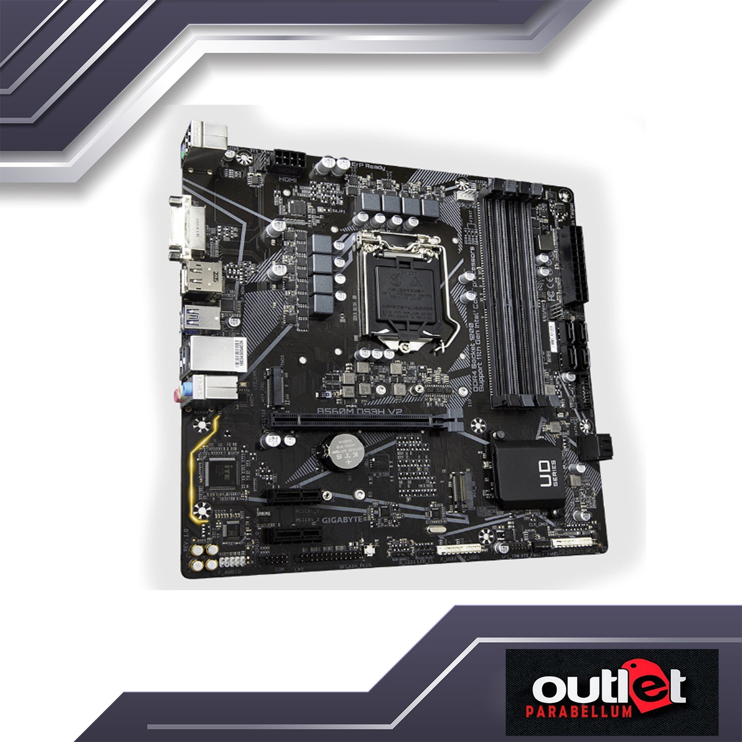 REFURB GA-B560M-DS3H-V2 GIGABYTE INTEL B560 DIRECT 6+2 PHASE DIGITAL VRM Motherboard
