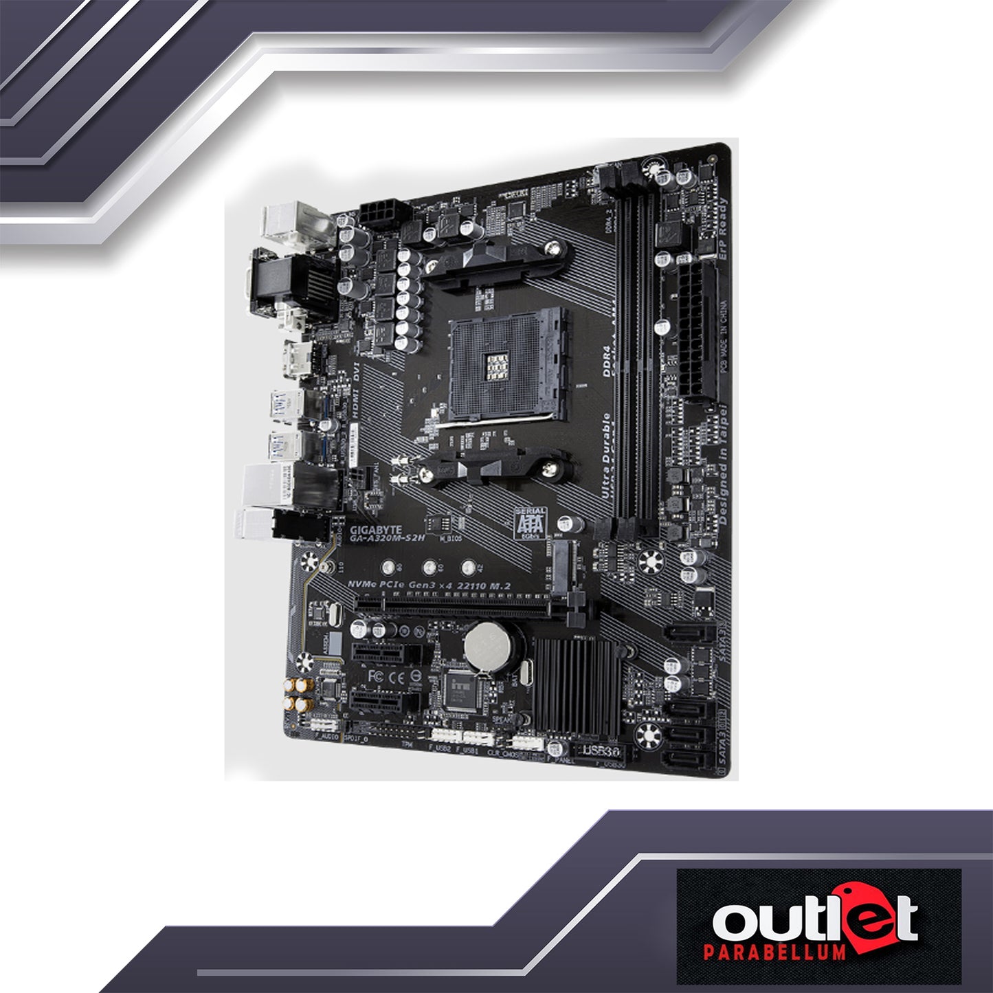 REFURBISHED GA-A320M-S2H GIGABYTE AMD A320 AM4 DDR4 M.2 HDMI/DVI/VGA MATX MOTHERBOARD - NO WARRANTY