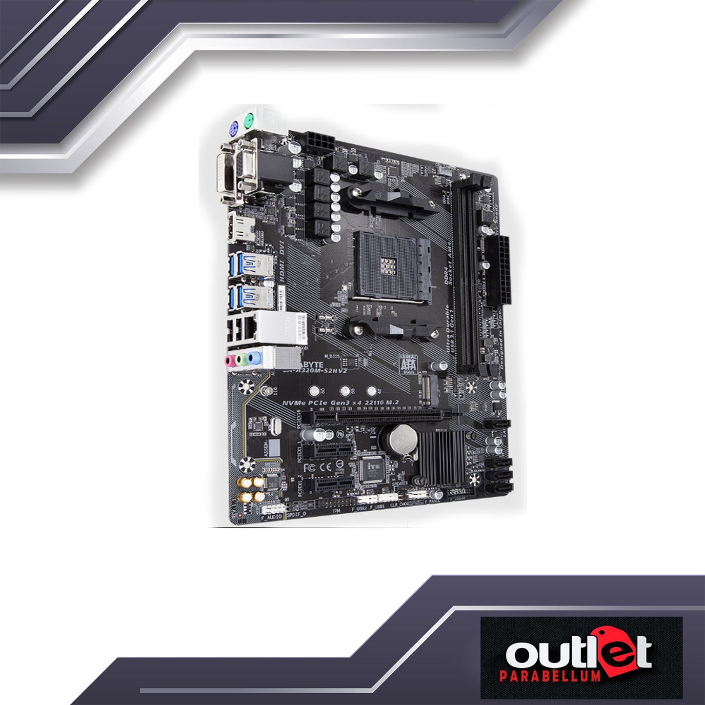 REFURBISHED GIGABYTE GA-A320M-S2H-V2 AMD B350 AM4 DDR4 M.2 HDMI/DVI/VGA MATX MOTHERBOARD