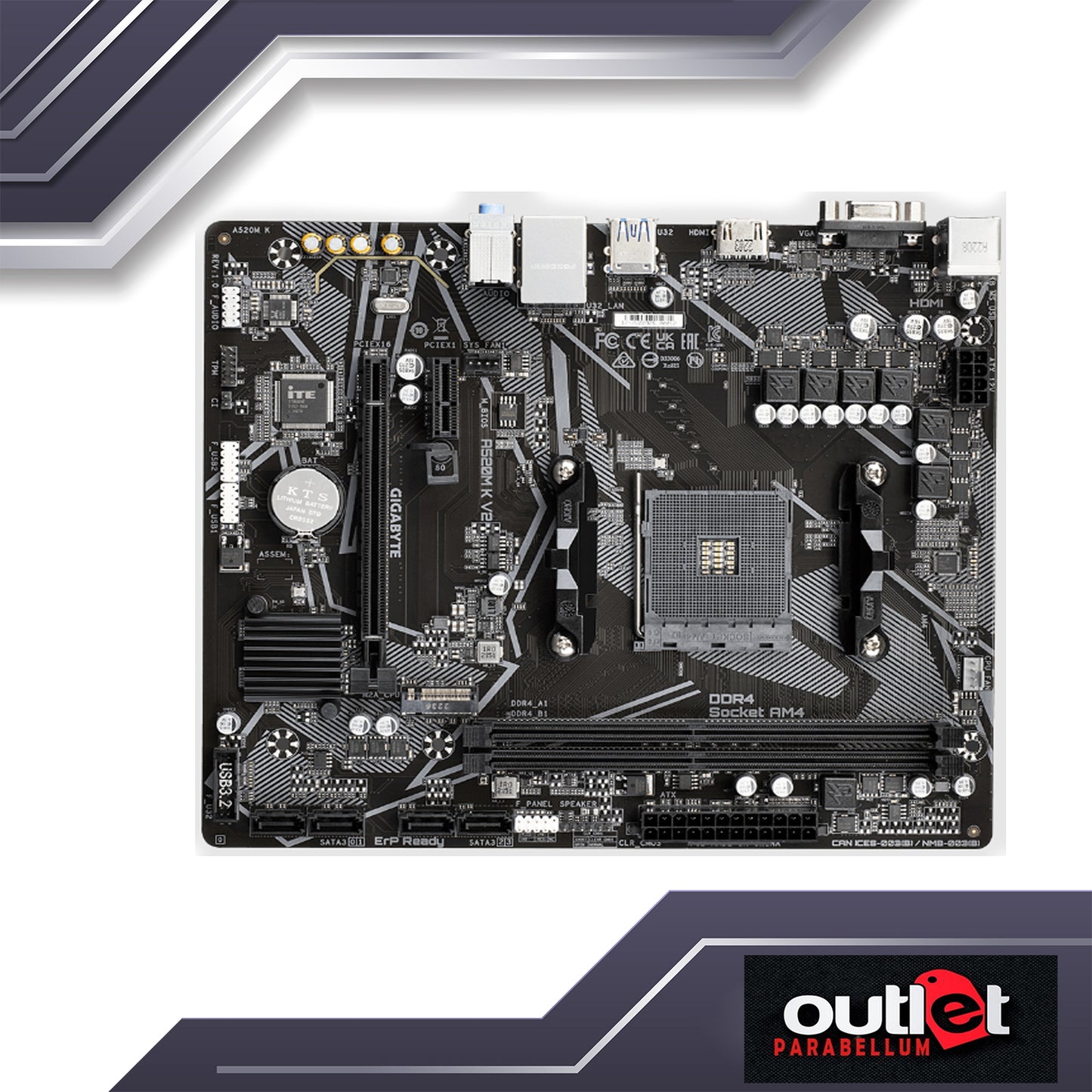 REFURBISHED GIGABYTE GA-A520M-K-V2 AMD A520 Ultra Durable Motherboard with GbE LAN with Bandwidth Management, PCIe 3.0 x4 M.2, Smart Fan 5, Anti-Sulfur Resistors Design Motherboard