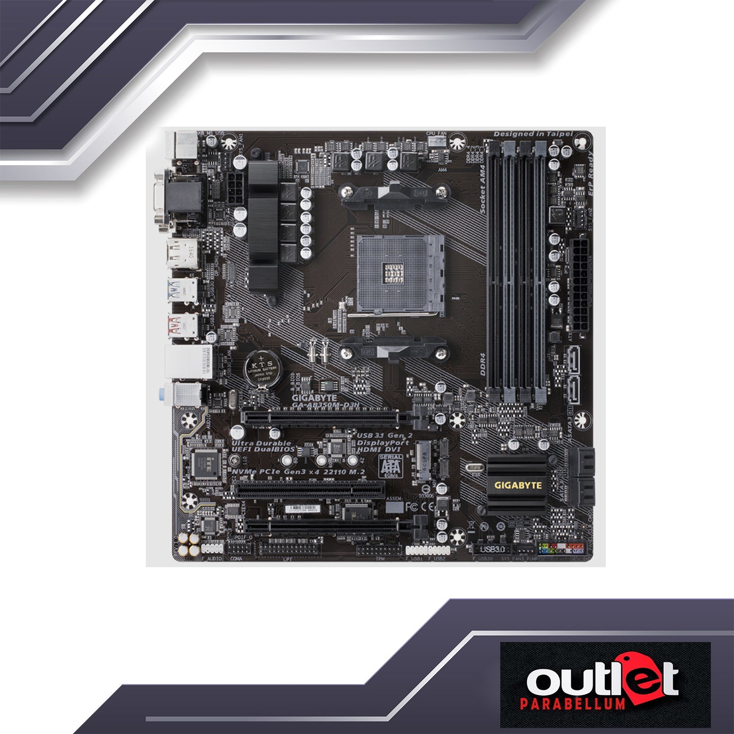 REFURBISHED GA-AB350M-D3H GIGABYTE AMD B350 AM4 DDR4 MATX MOTHERBOARD