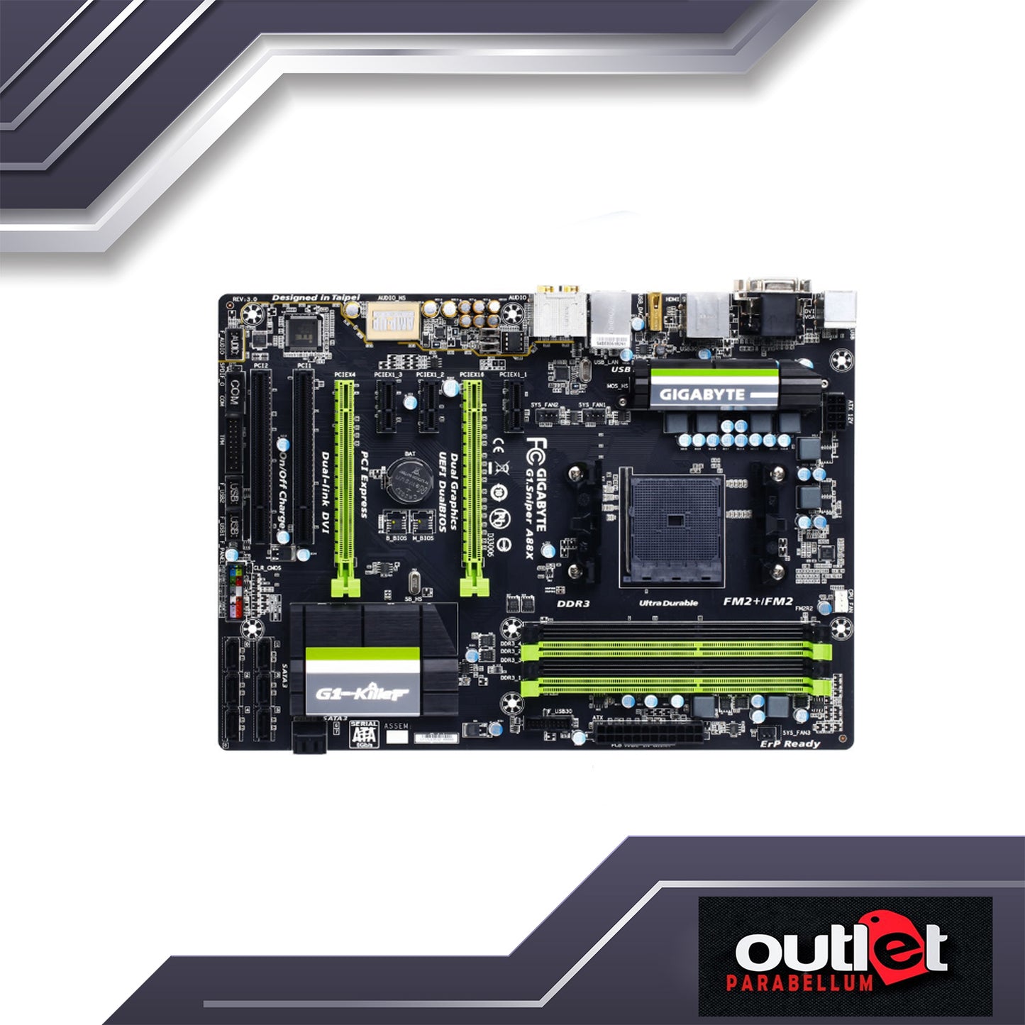 REFURBISHED GIGABYTE G1.Sniper A88X (rev. 3.0) Socket FM2+ supports AMD FM2+/FM2 A-series APU Motherboard - NO WARRANTY!!!