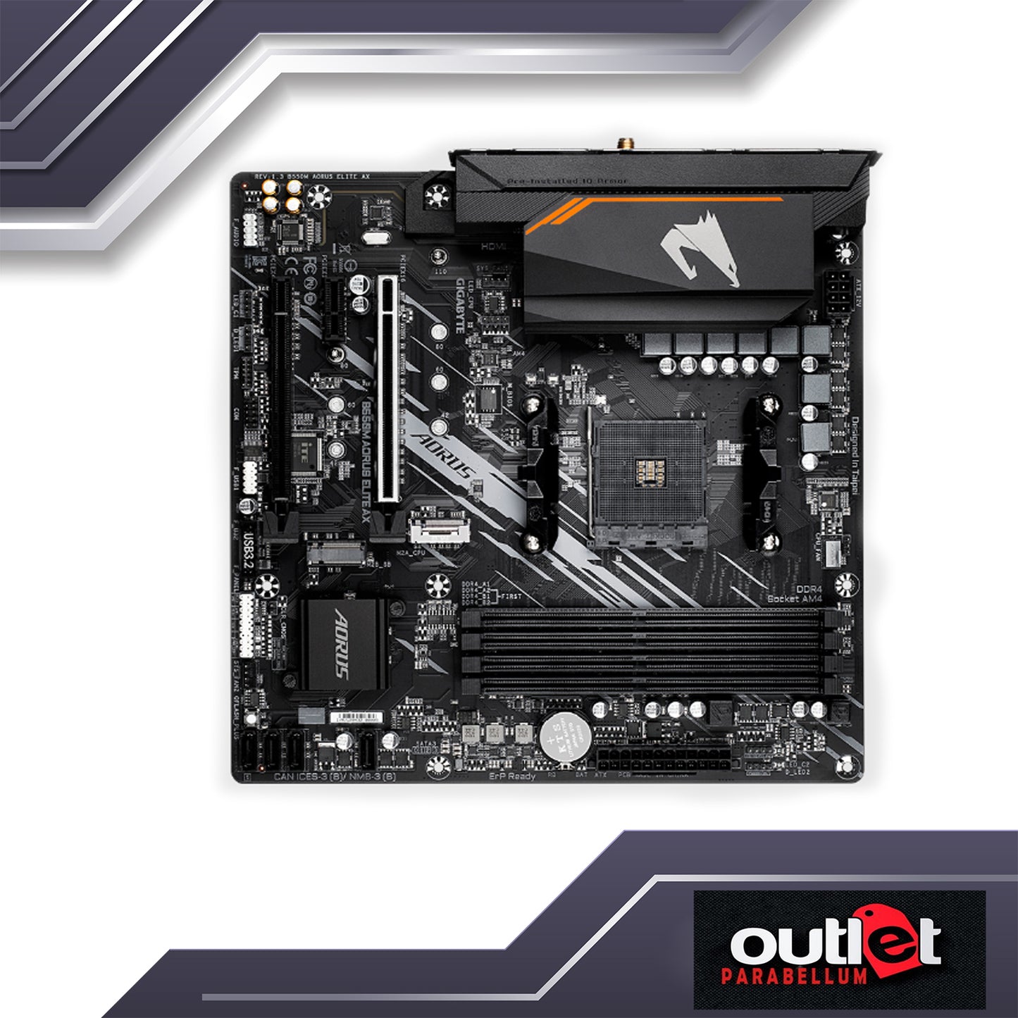 REFURBISHED GIGABYTE GA-B550M-AORUS-ELITE-AX Dual Channel ECC/ Non-ECC Unbuffered DDR4, 4 DIMMs Ultra Durable™ PCIe 4.0 Ready x16 Slot - Motherboard