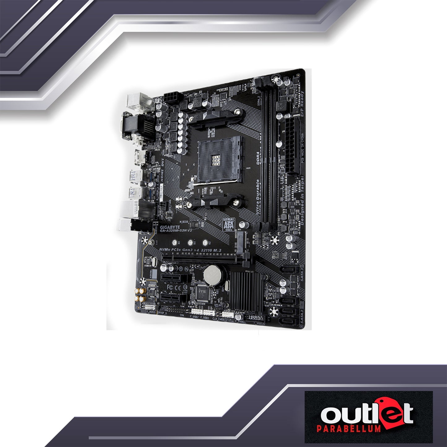 REFURBISHED GIGABYTE GA-A320M-S2H-V2 AMD B350 AM4 DDR4 M.2 HDMI/DVI/VGA MATX MOTHERBOARD