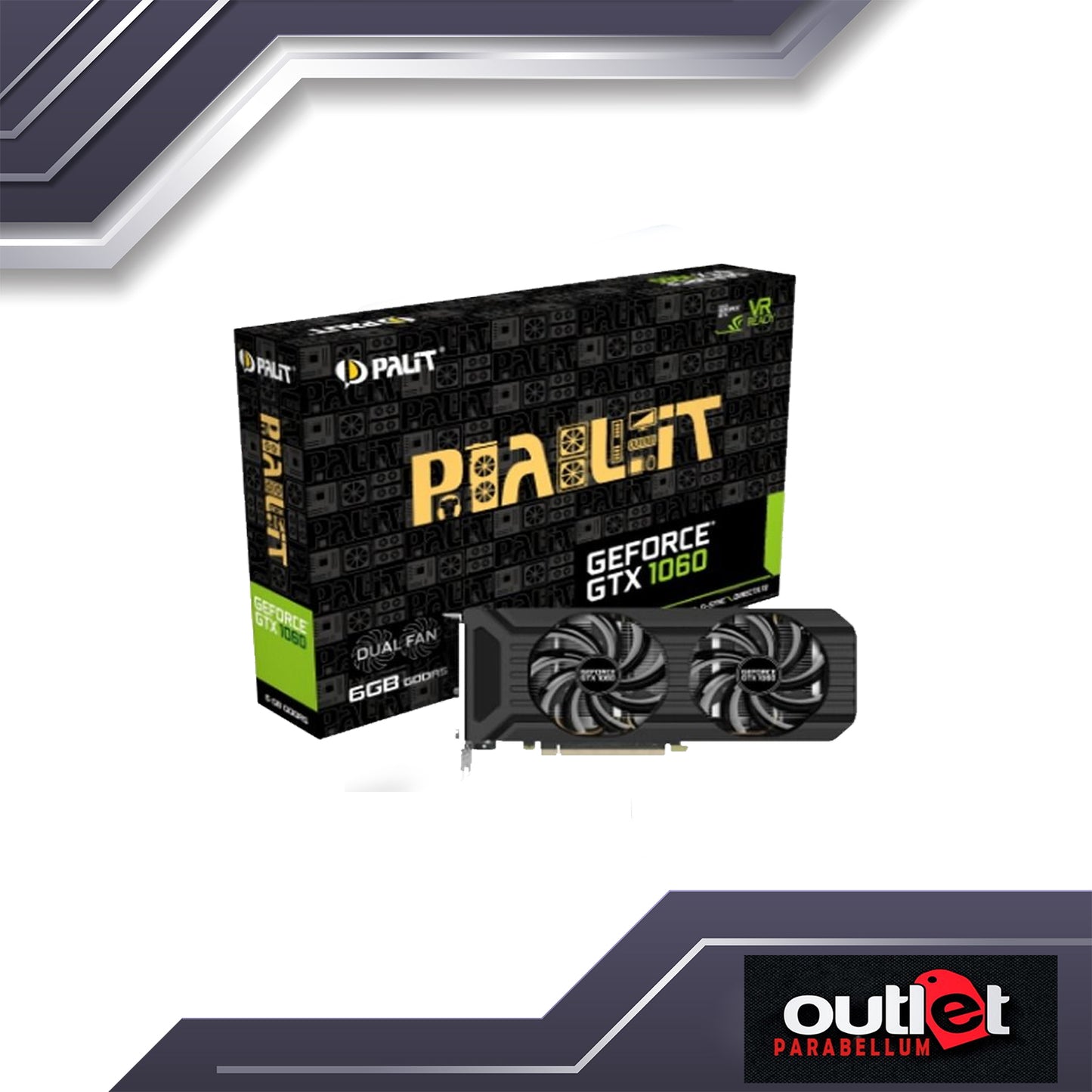 REFURBISHED PALIT NEB1060U15J9-1045D PALIT GTX1060 GAMINGPRO OC+ 6GB GDDR5X DVI,3XDP,HDMI VGA