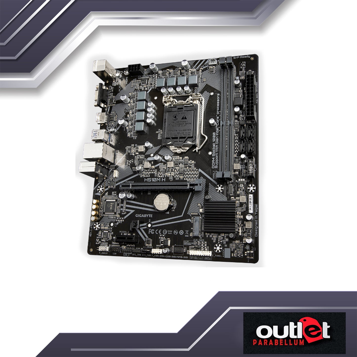 REFURBISHED GIGABYTE GA-H510M-H INTEL H510 LGA1200 6+2 PHASE DIGITAL VRM, DSUB/HDMI MATX MOTHERBOARD