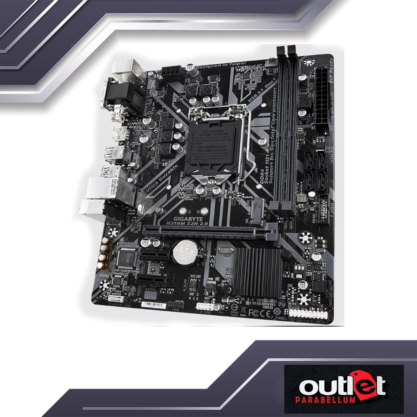 Refurbished Gigabyte GA-H310M-S2H-2.0 Intel H310 Ultra Durable motherboard with GIGABYTE 8118 Gaming LAN Motherboard - No Warranty