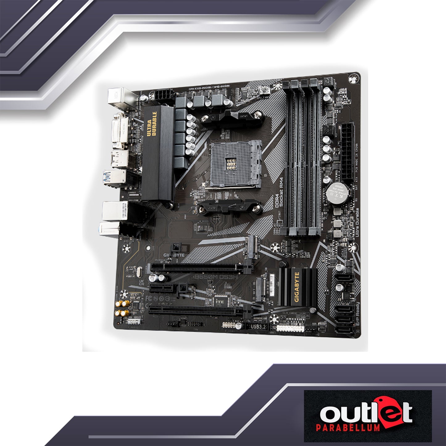REFURBISHED GIGABYTE GA-B550M-DS3H AMD B550 AM4 4XDIMM, PCIe 4.0 x16 SLOT, DUAL PCIe 4.0 M.2, MATX