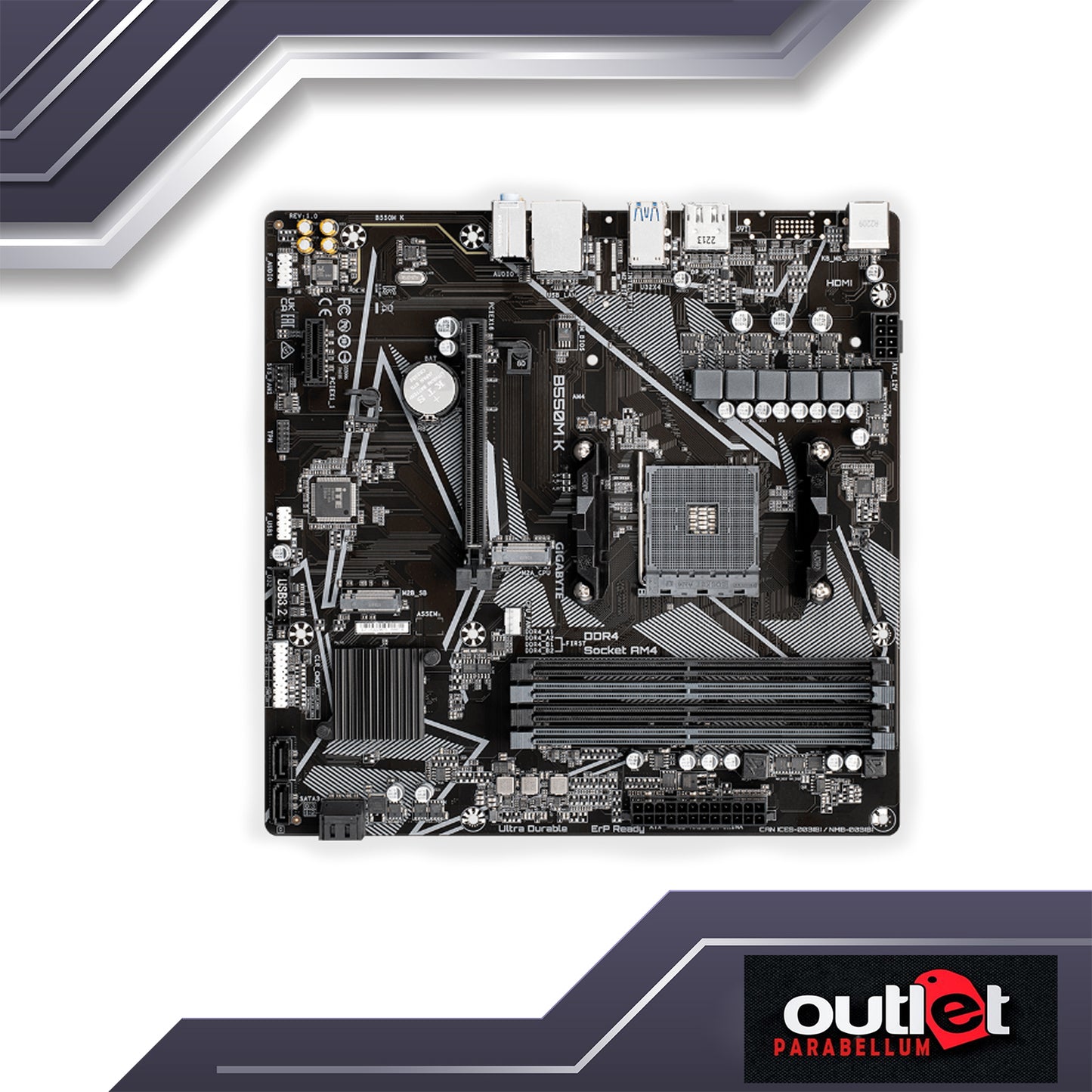 REFURBISHED GIGABYTE GA-B550M-K Dual Channel ECC/ Non-ECC Unbuffered DDR4, 4 DIMMs Ultra Durable™ PCIe 4.0 Ready x16 Slot - Motherboard (NO WARRANTY)