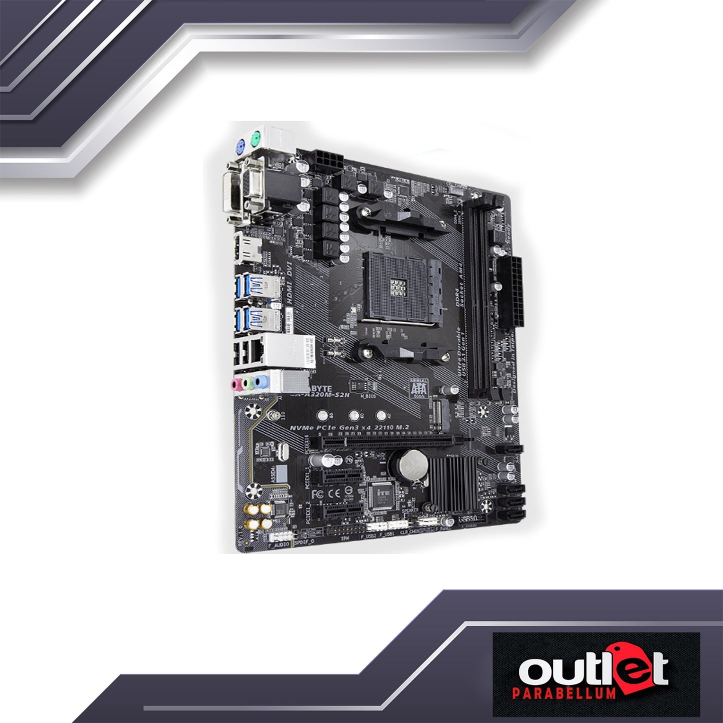 REFURBISHED GA-A320M-S2H GIGABYTE AMD A320 AM4 DDR4 M.2 HDMI/DVI/VGA MATX MOTHERBOARD - NO WARRANTY