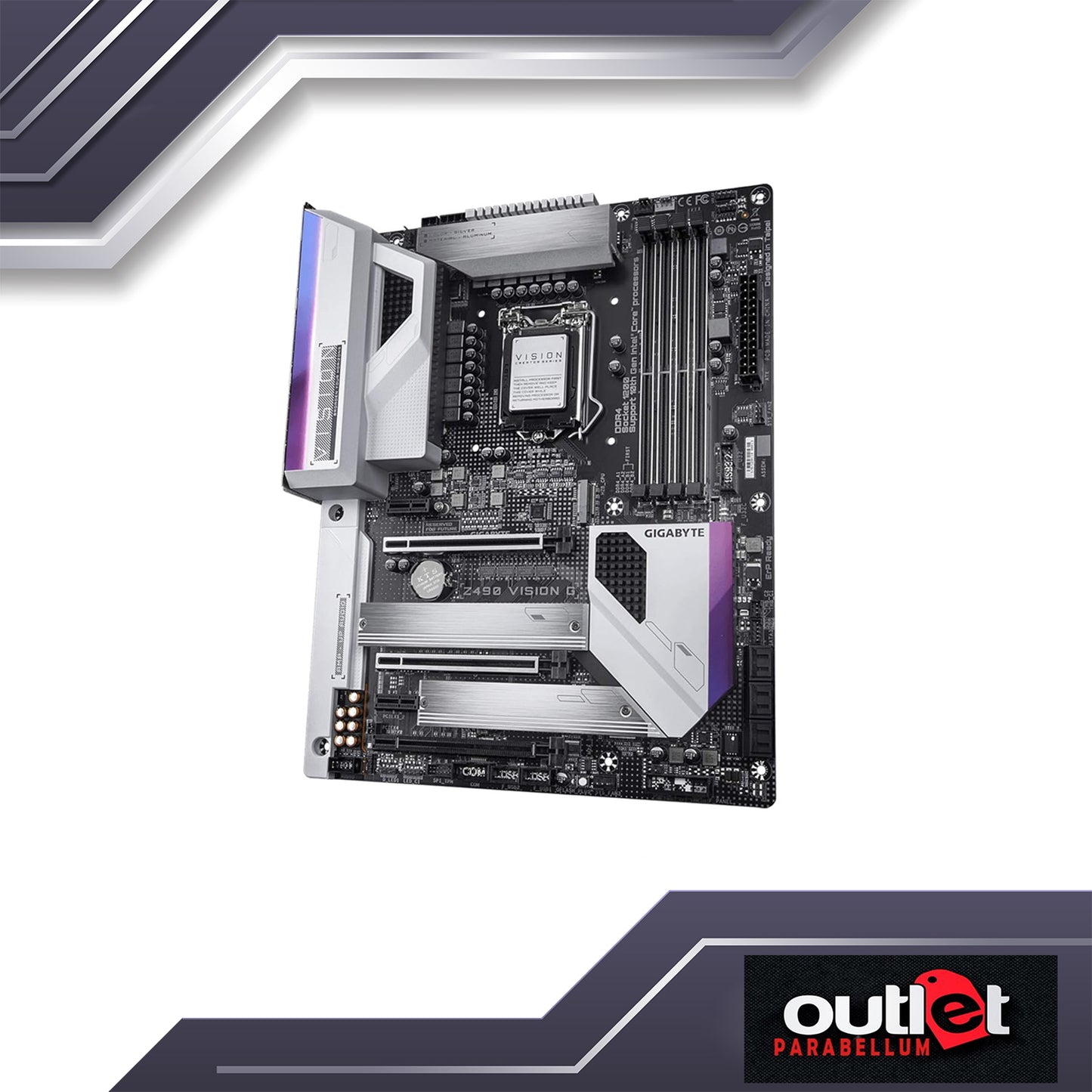 REFURBISHED GA-Z490-VISION-G GIGABYTE INTEL Z490 LGA1200 DIRECT 12PHASE POWER, INTEL 2.5GBE LAN, WHITE ATX MB
