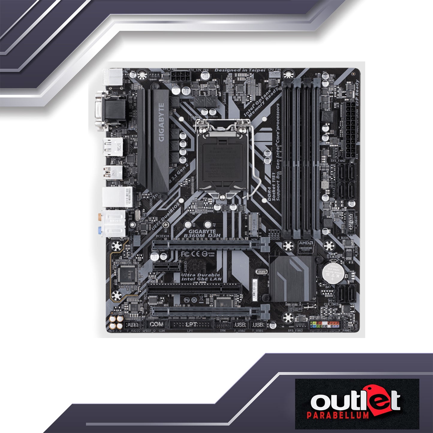 REFURBISHED GA-B360M-D3H GIGABYTE INTEL B360 S1151 MICRO ATX MOTHERBOARD
