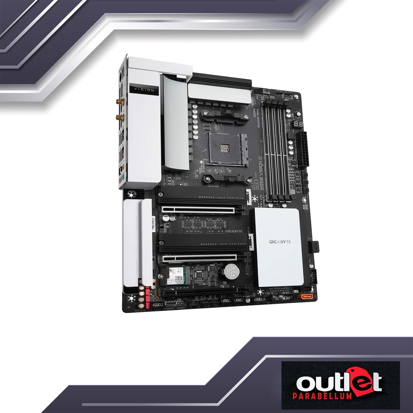 REFURB GA-B550-VISION-D GIGABYTE AMD B550 WIFI 6,DUAL LAN,DDR4 ECC, ATX CREATOR MOTHERBOARD