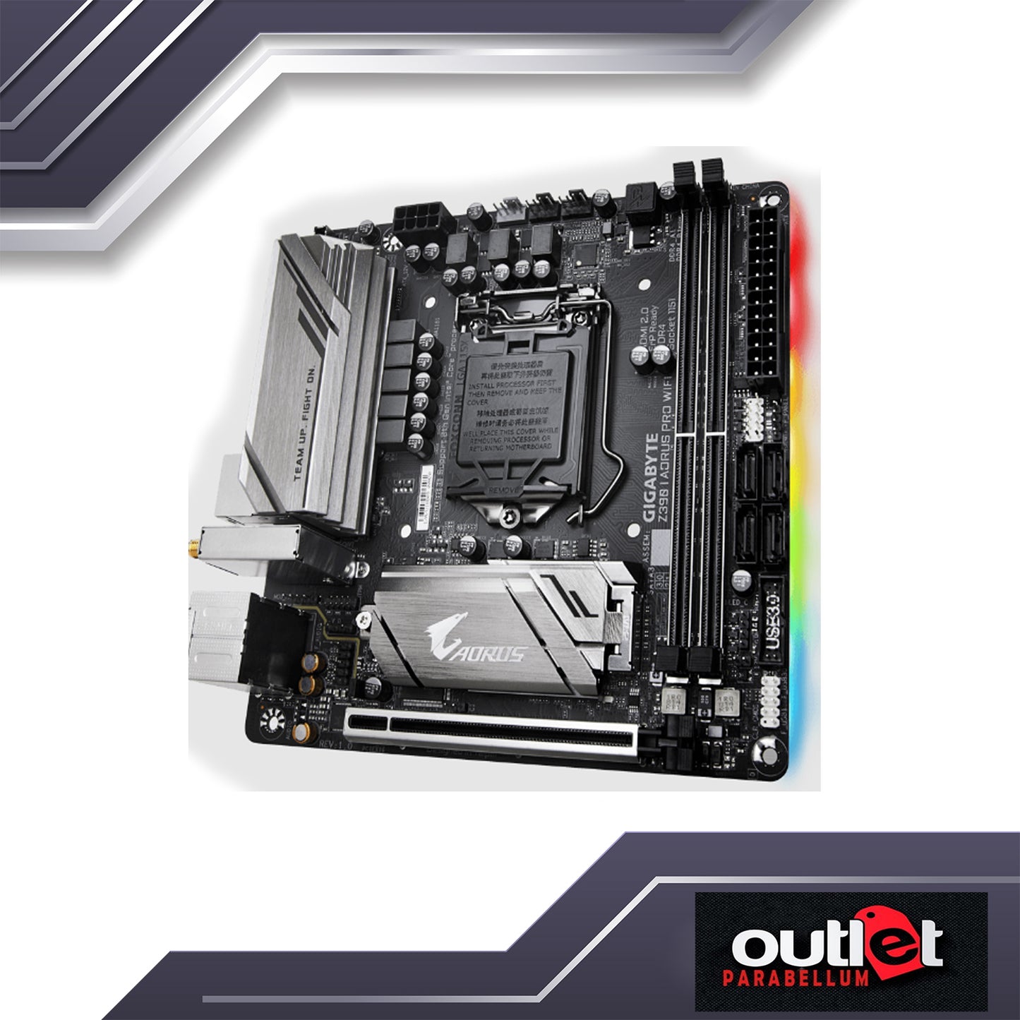 REFURBISHED GA-Z390-I-AORUS-PRO-WIFI GIGABYTE AORUS INTEL Z390 ITX MB W/ INTEL GBE LAN/WIFI RGB FUSION