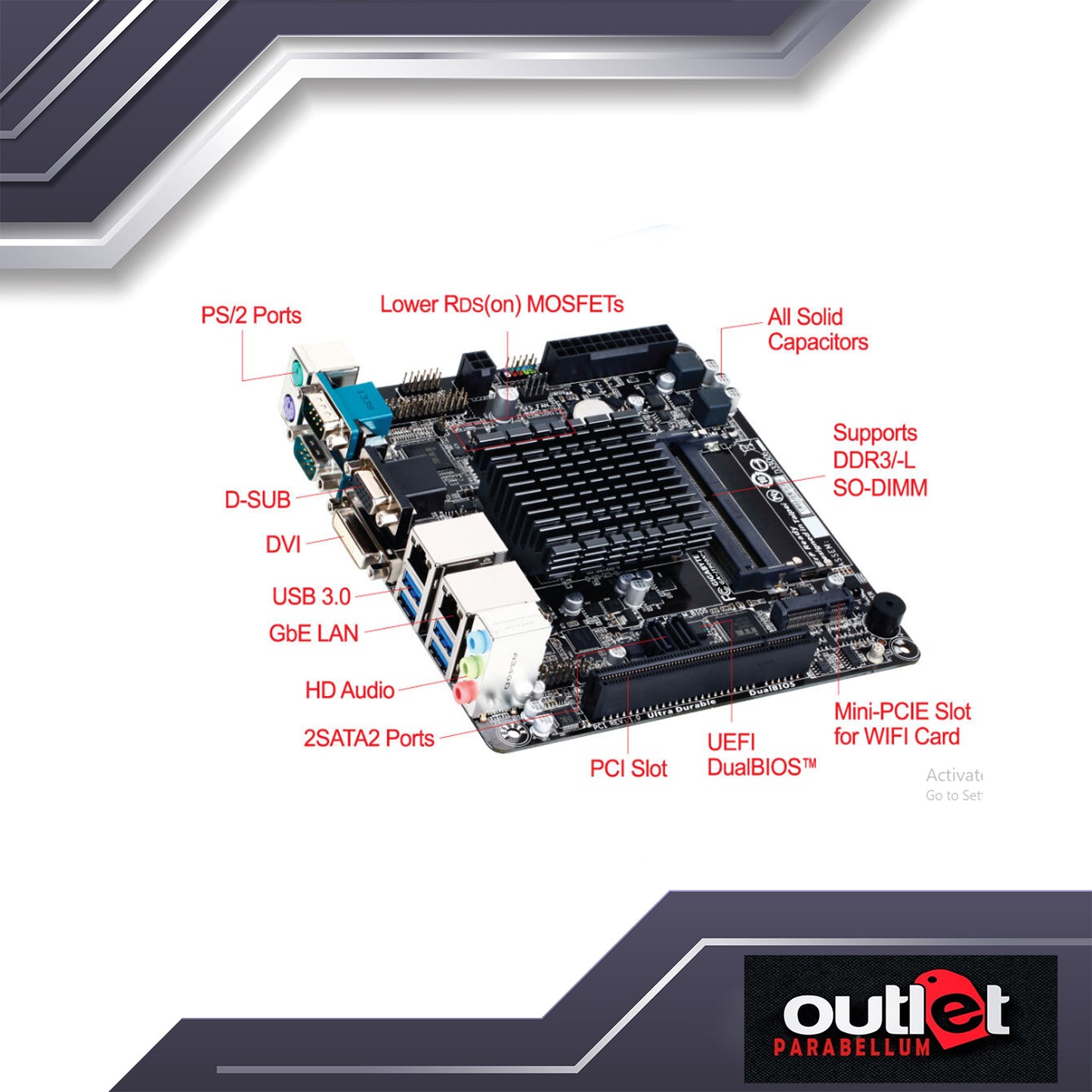Refurbished GIGABYTE GA-J1900N-D3V GIGABYTE INTEL CELERON J1900 ITX MB - No Warranty