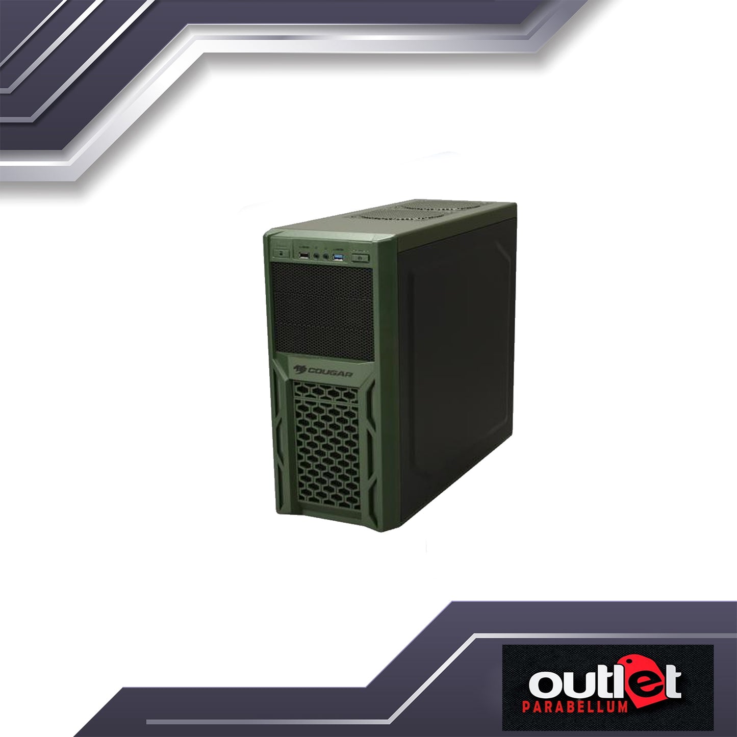 NEW COUGAR Solution AF-2 Black & Army Green Steel ATX Mid Tower Computer Case with 12cm COUGAR TURBINE HYPER-SPIN Bearing Silent Fan and USB 3.0