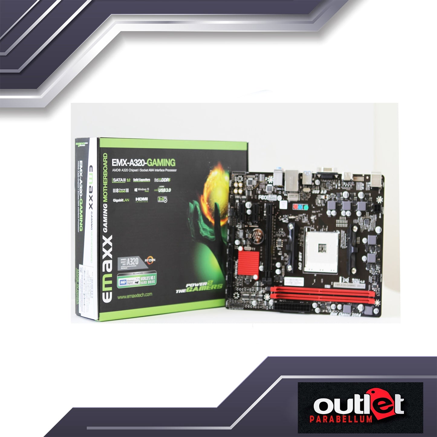 REFURBISHED EMAXX EMX-A320-GAMING+ AMD A320 AM4 DDR4 MATX MOTHERBOARD