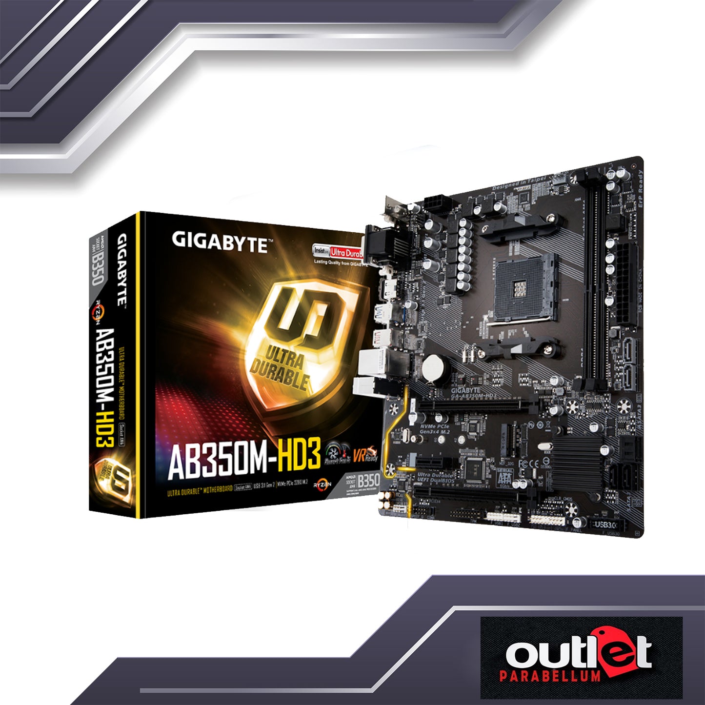 REFURBISHED GIGABYTE GA-AB350M-HD3 AMD B350 AM4 DDR4 MATX MOTHERBOARD