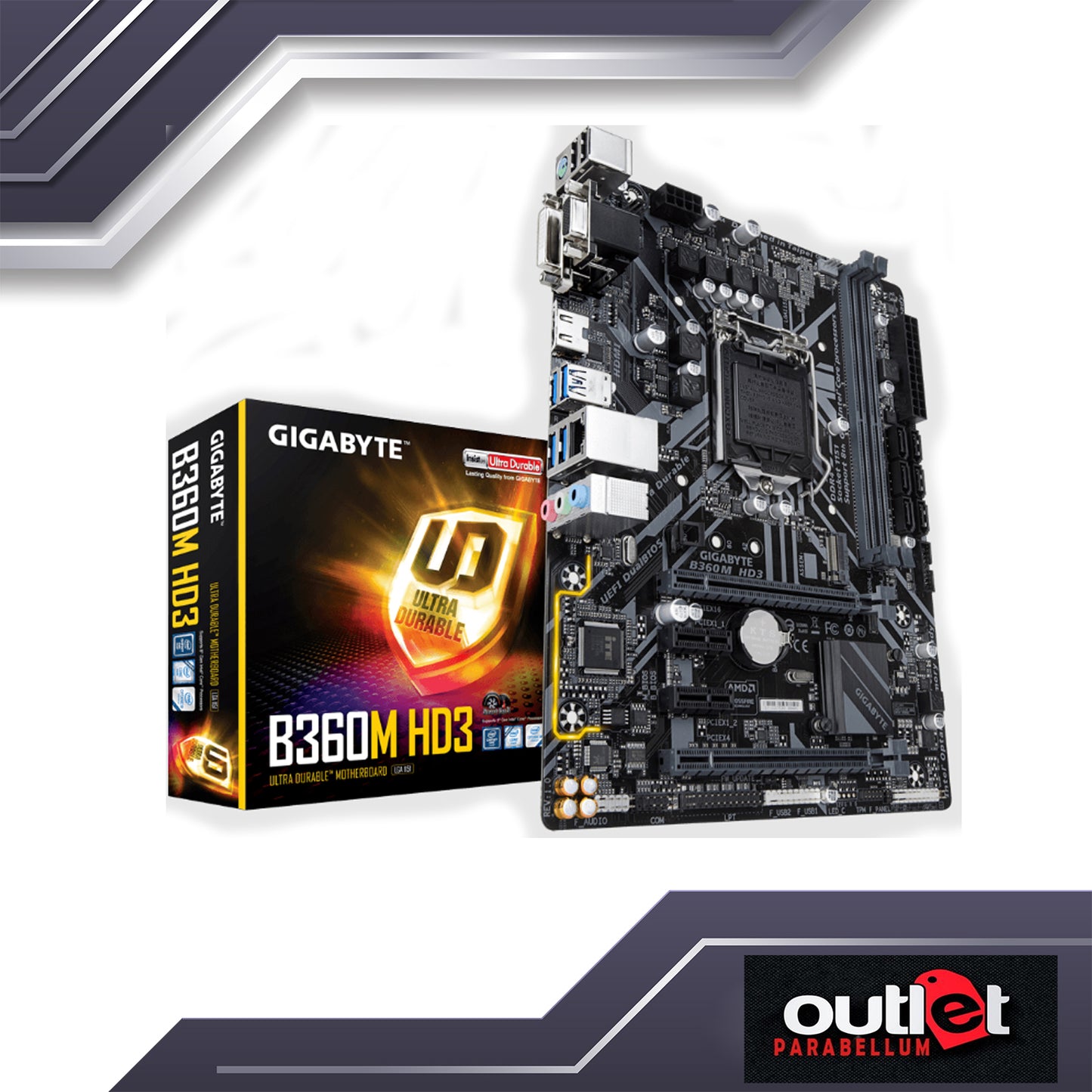 REFURBISHED GA-B360M-HD3 GIGABYTE INTEL B360 S1151 MICRO ATX MOTHERBOARD