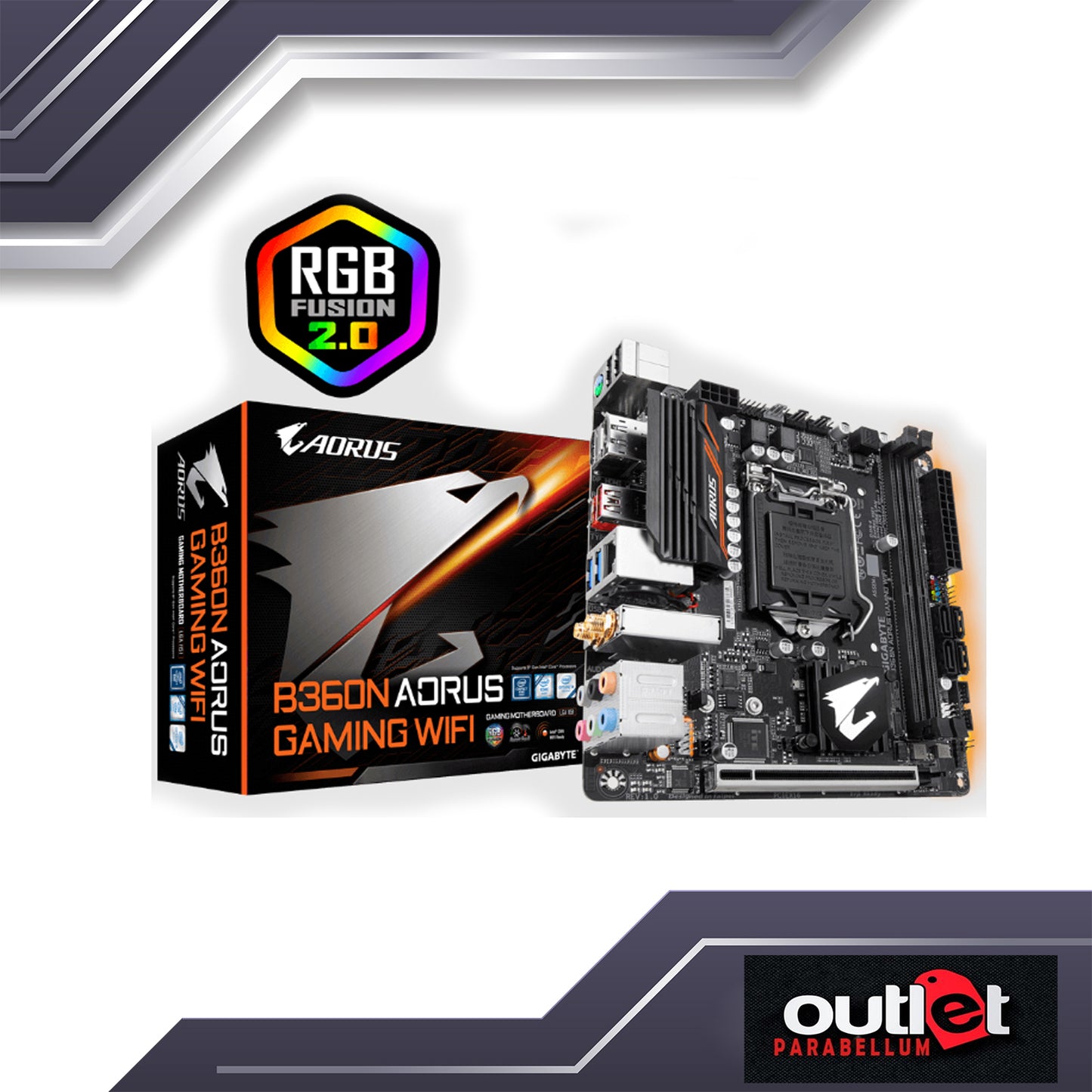 REFURBISHED GA-B360N-AORUS-GAMING-WIFI GIGABYTE INTEL B360 S1151 ITX WIFI GAMING MOTHERBOARD