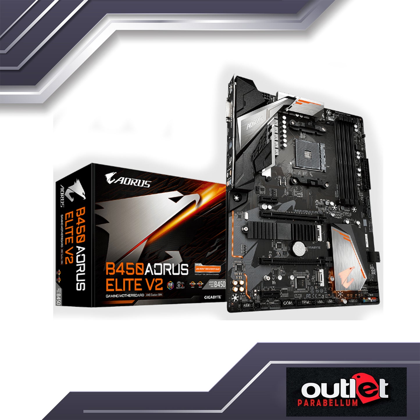 REFURBISHED GA-B450-AORUS-ELITE-V2 GIGABYTE AMD B450 AM4 DDR4 ATX GAMING MOTHERBOARD