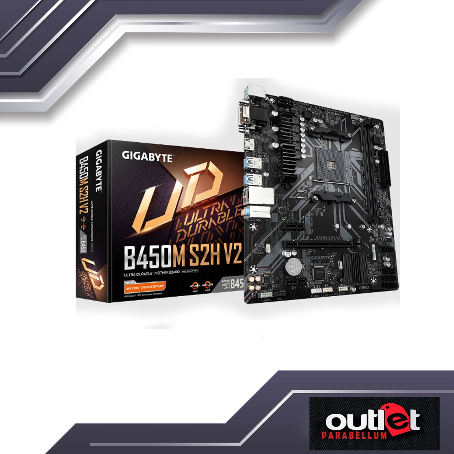 REFURBISHED GA-B450M-S2H-V2 GIGABYTE AMD B450 AM4 DDR4 MATX MOTHERBOARD